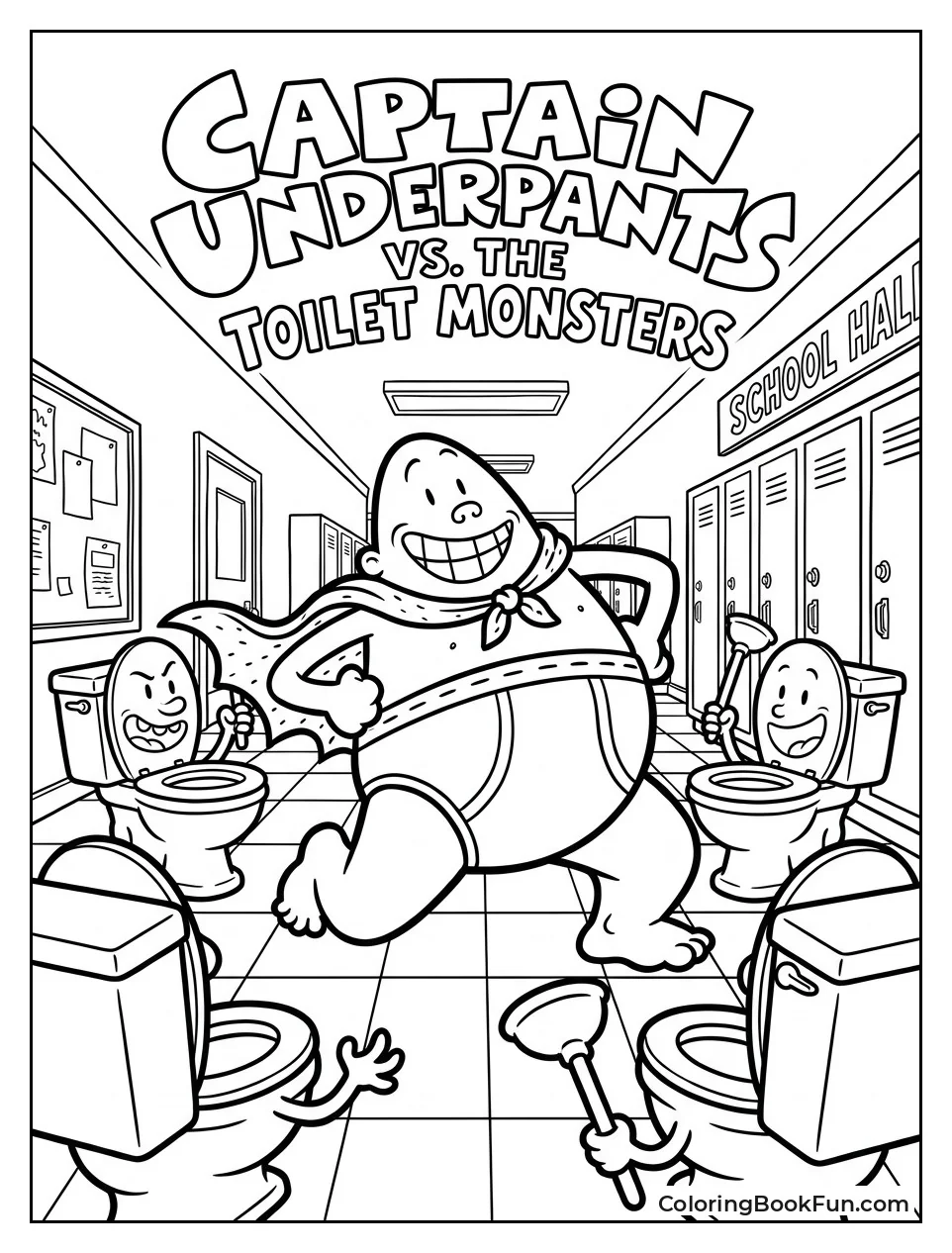 Captain Underpants Fighting Toilet Monsters
