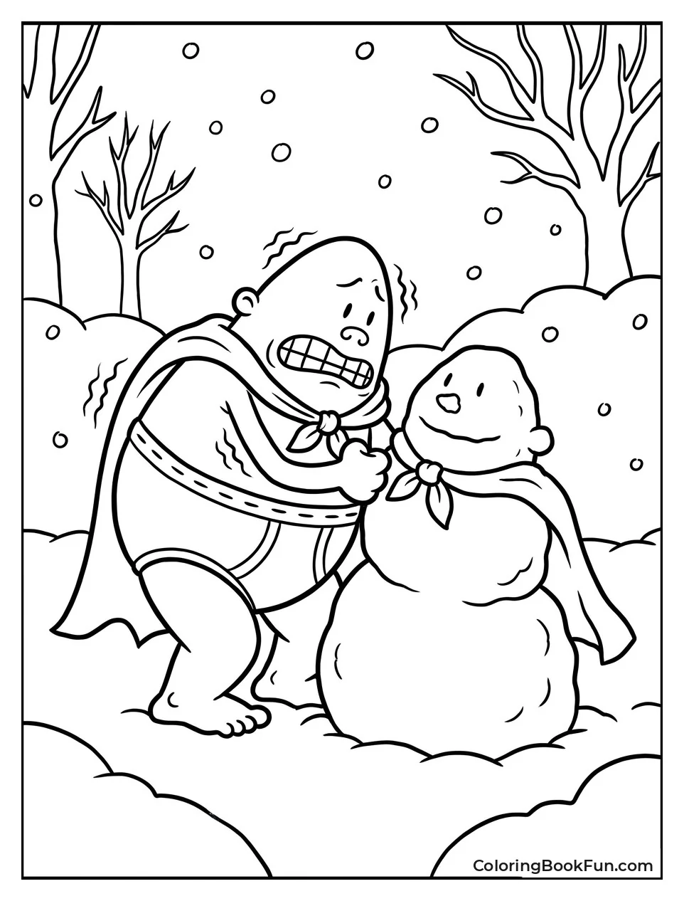 Captain Underpants Building Snowman