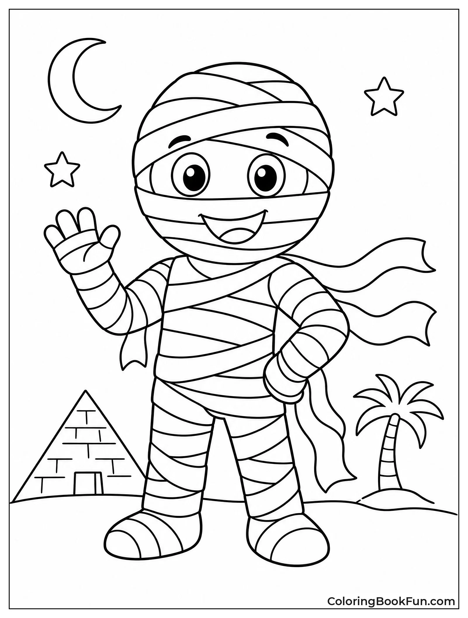 Cartoon Mummy with Flowing Bandages