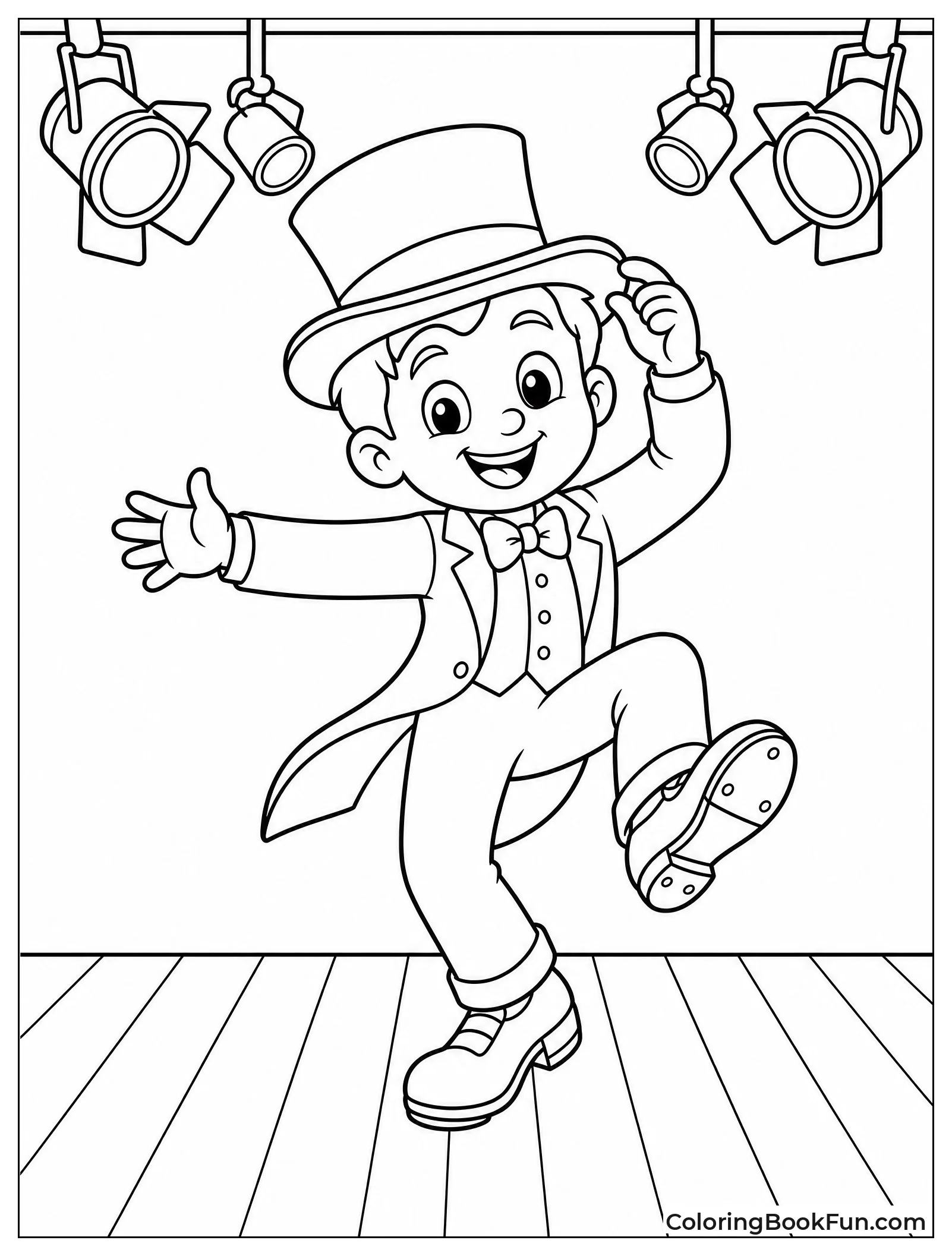 Boy Tap Dancing Under Lights