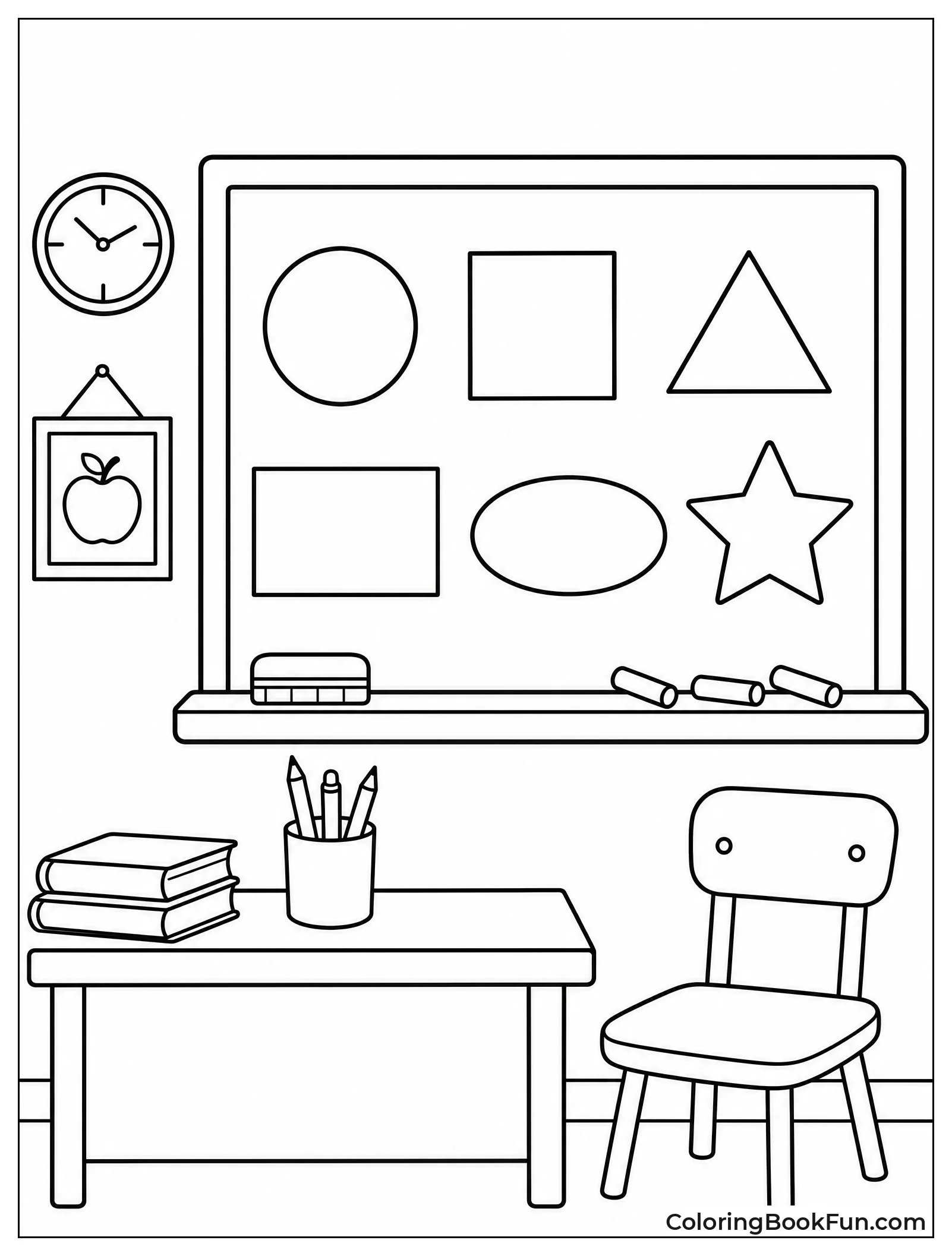 Shapes Drawn on Classroom Chalkboard