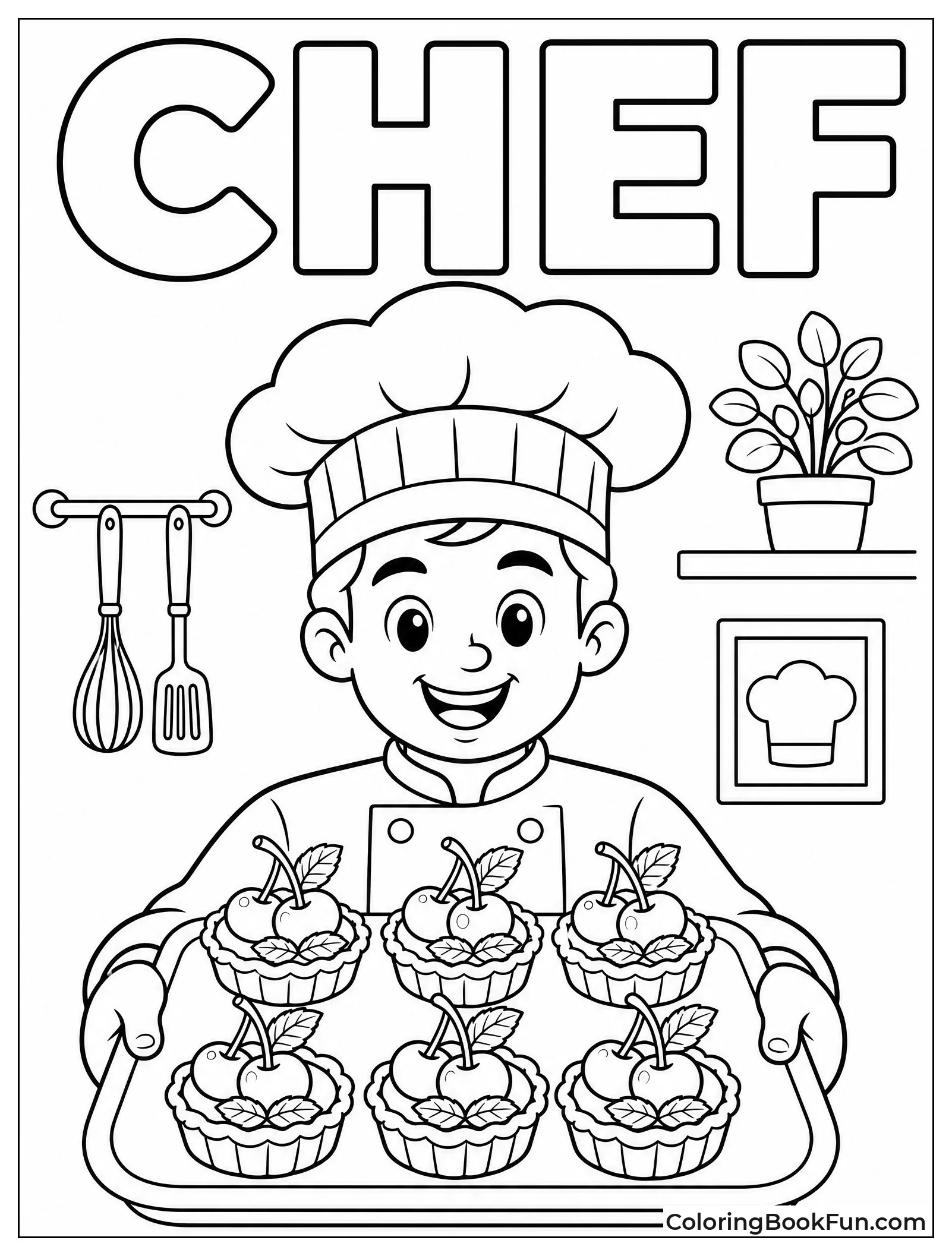 Chef Holding Tray of Cherry Tarts