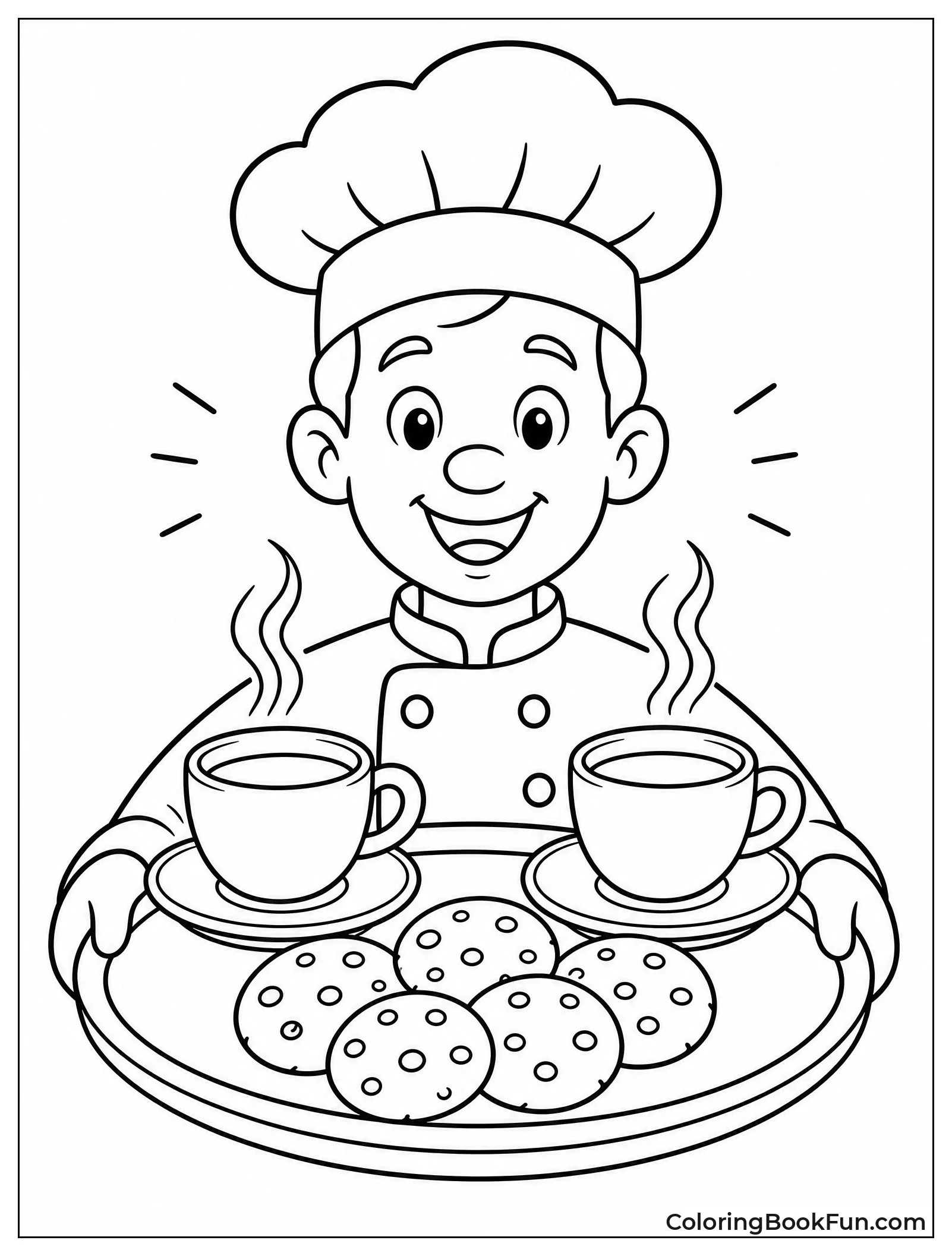 Chef Serving Coffee and Cookies
