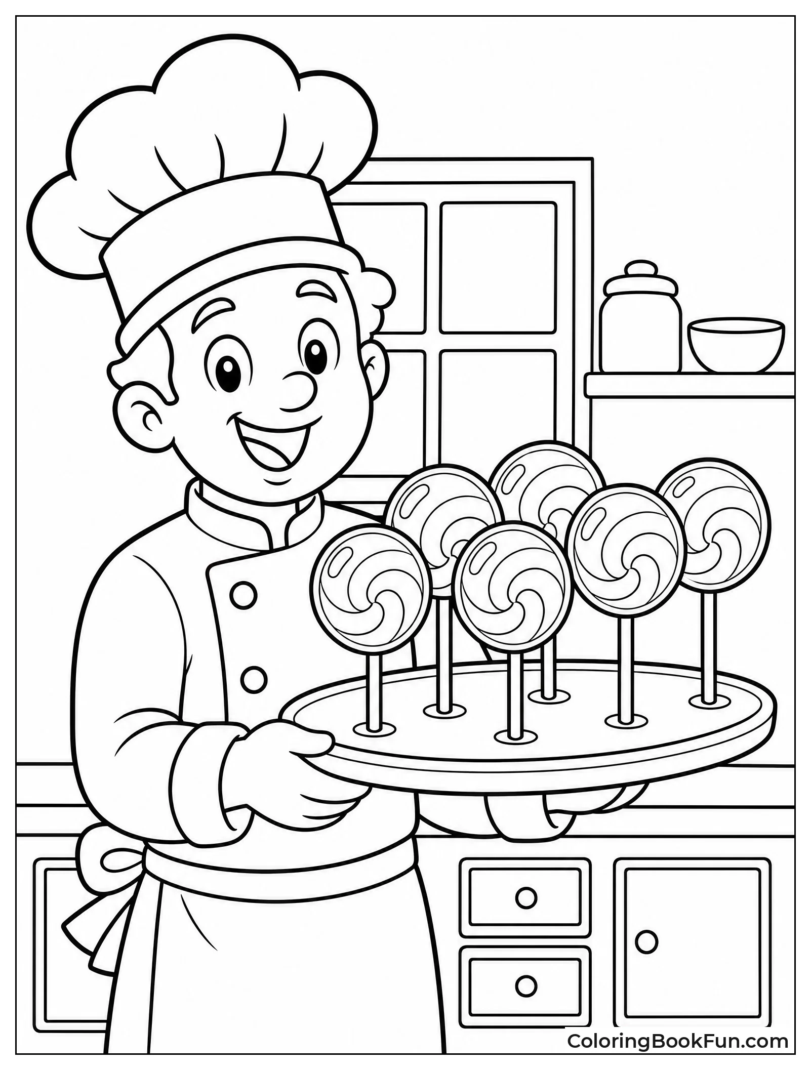 Chef Holding a Tray of Lollipops