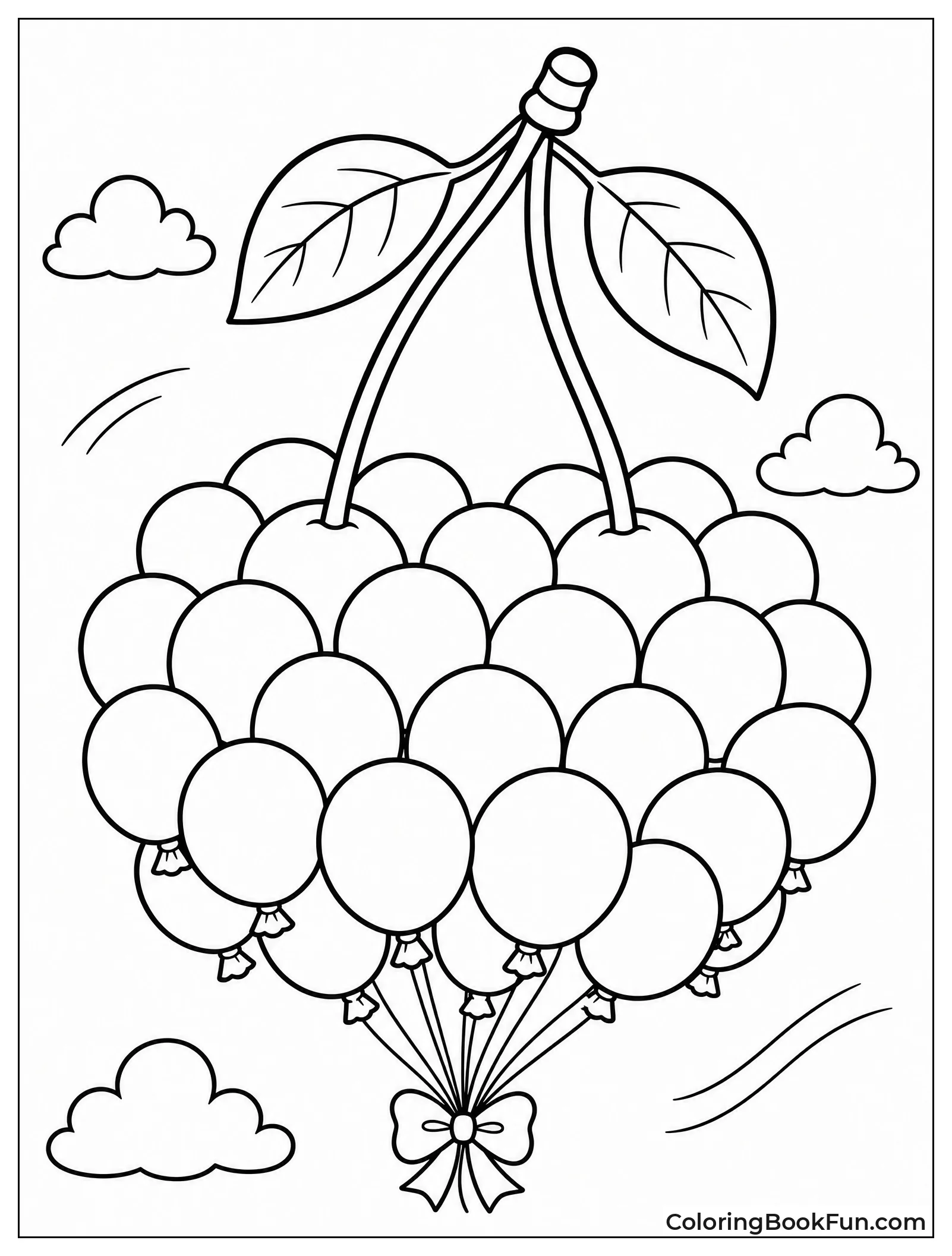 Cherry Balloons Floating in Sky