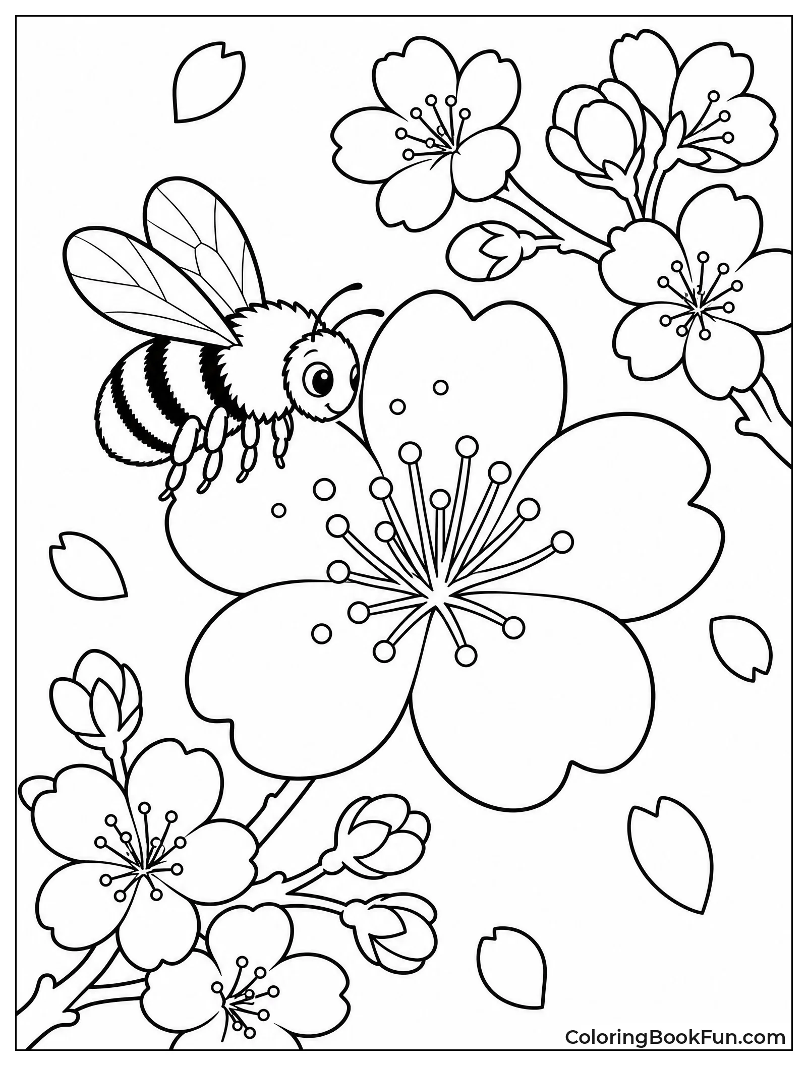 Bumblebee Near Cherry Blossom