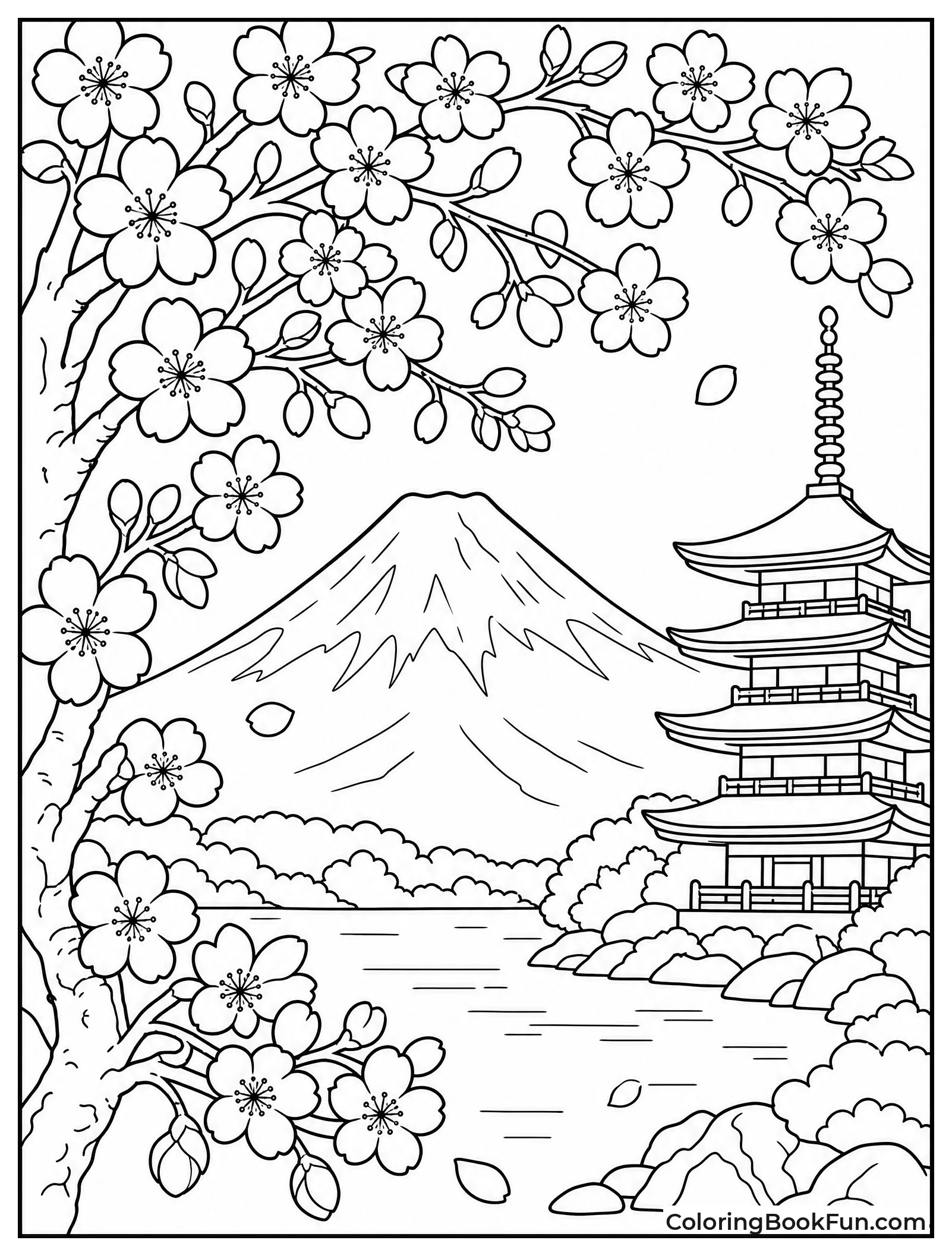 Mount Fuji Behind Blossoms
