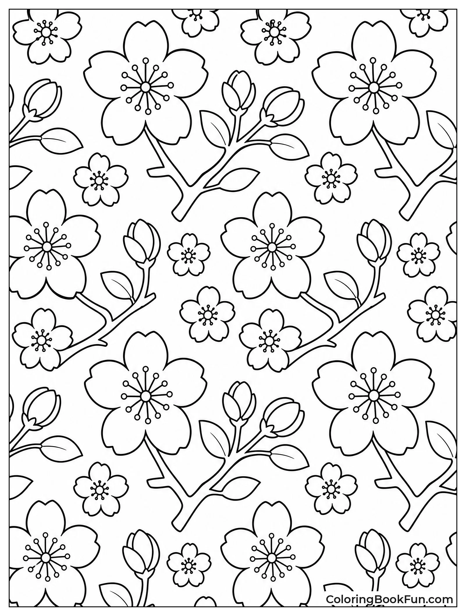 Repeating Blossom Pattern Tile
