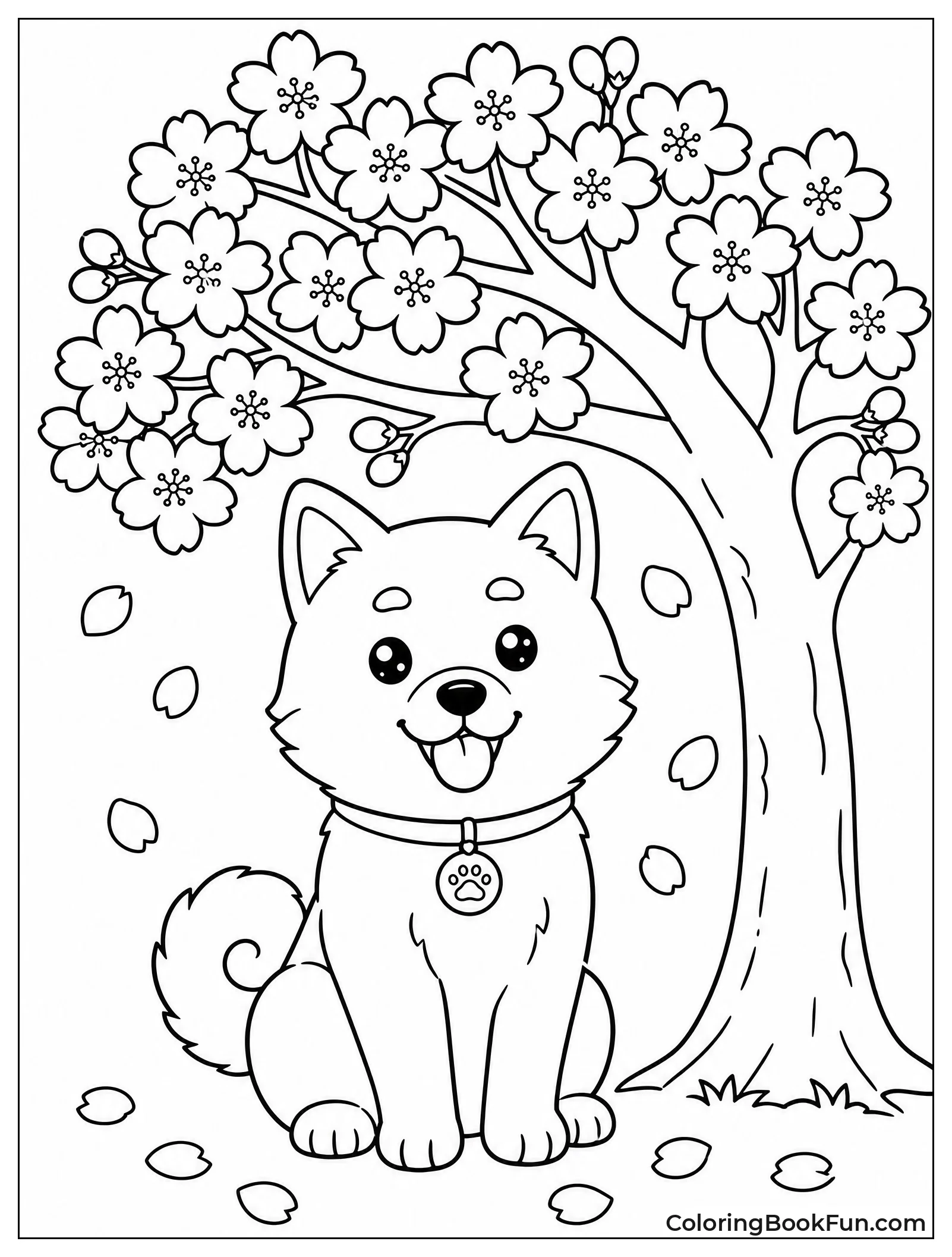 Shiba Inu Under Blooming Tree