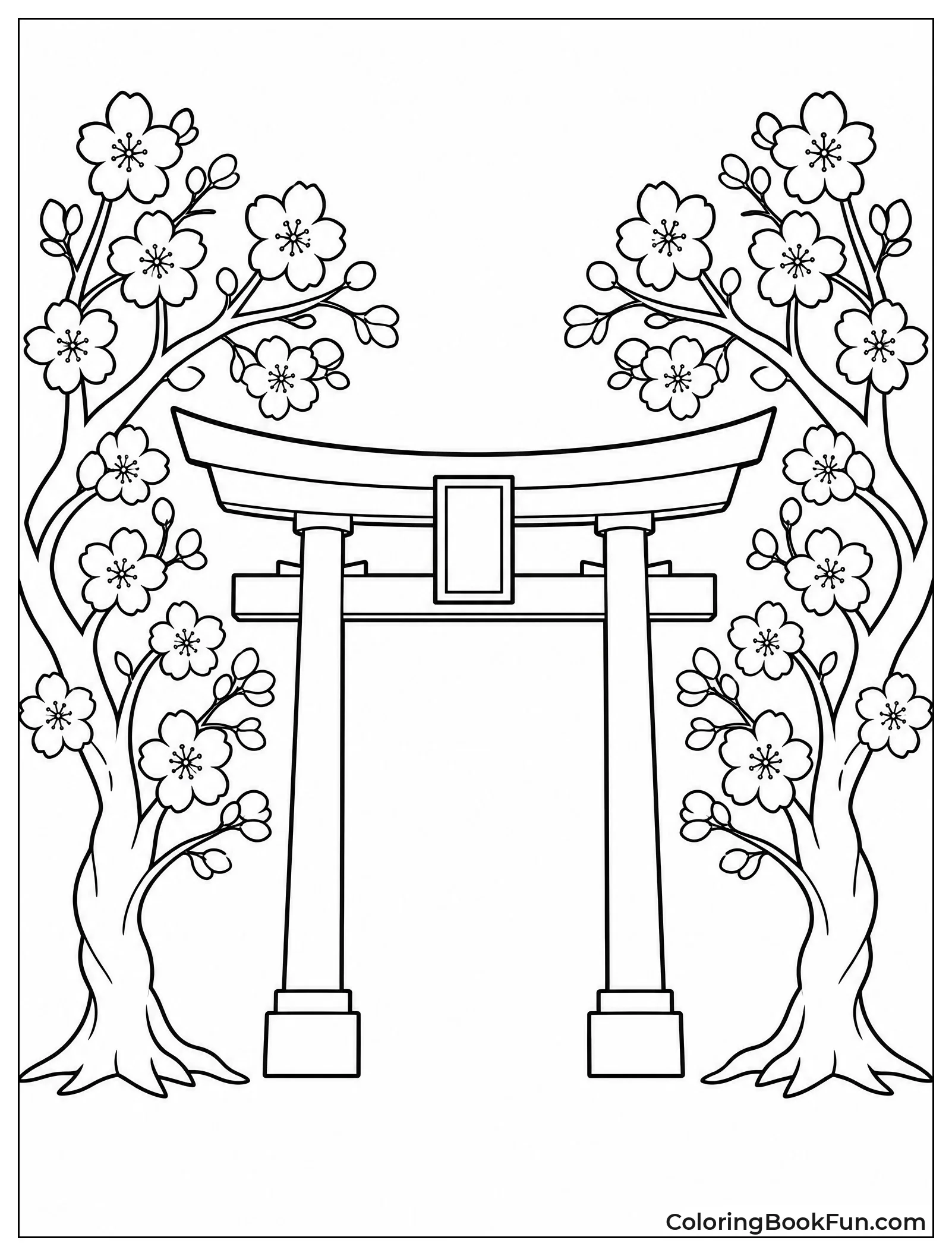 Torii Gate Between Trees