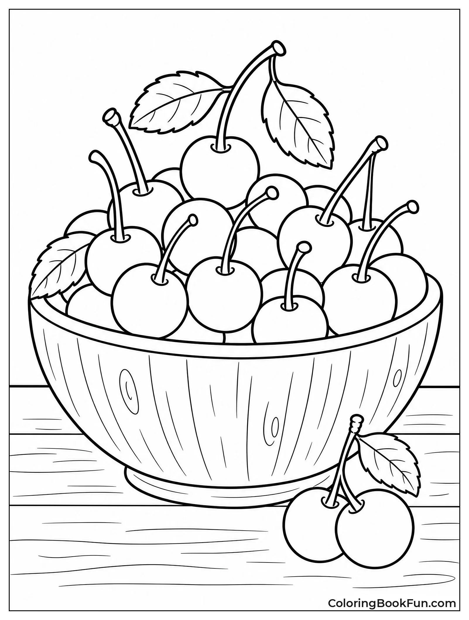 Bright Cherries in Wooden Bowl