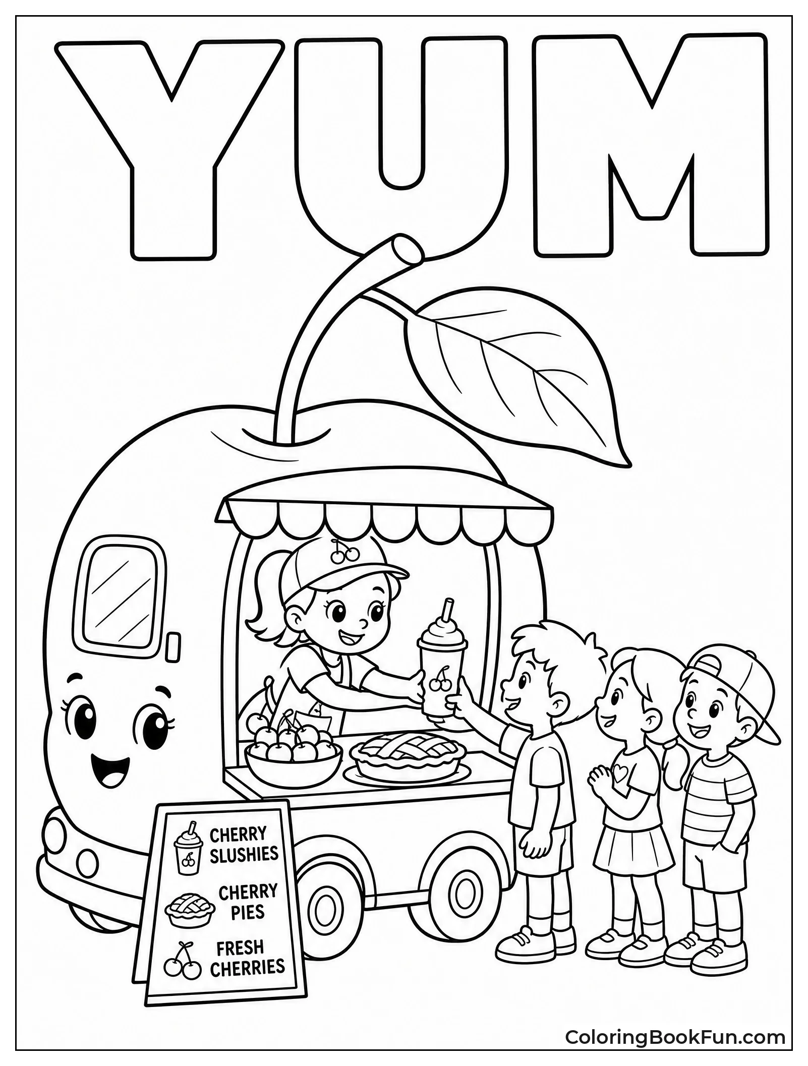 Cherry Shaped Food Truck Serving Kids