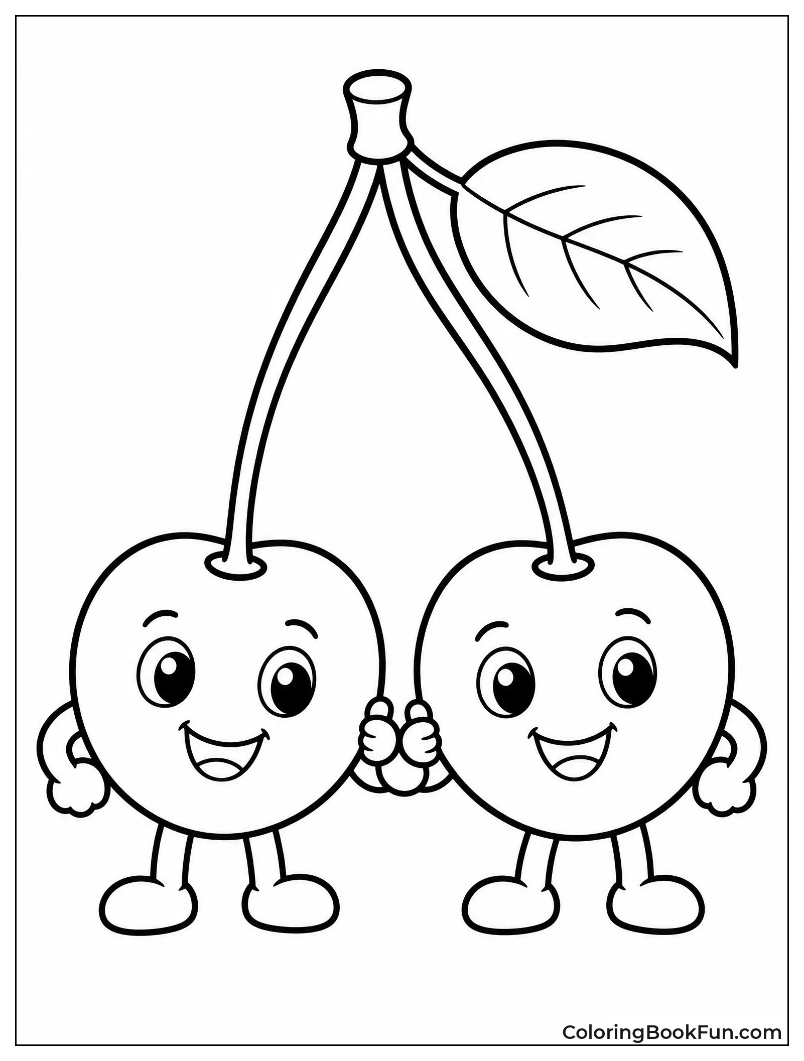 Cherries Holding Hands and Smiling