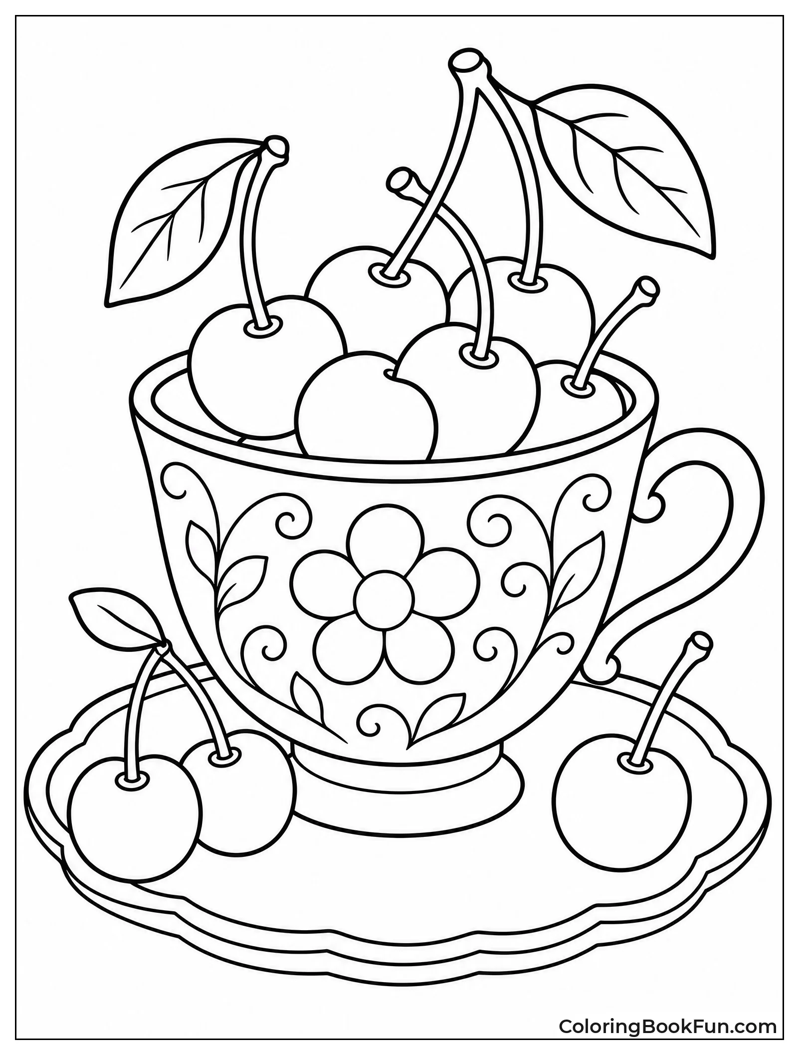 Cherries Filling Elegant Teacup