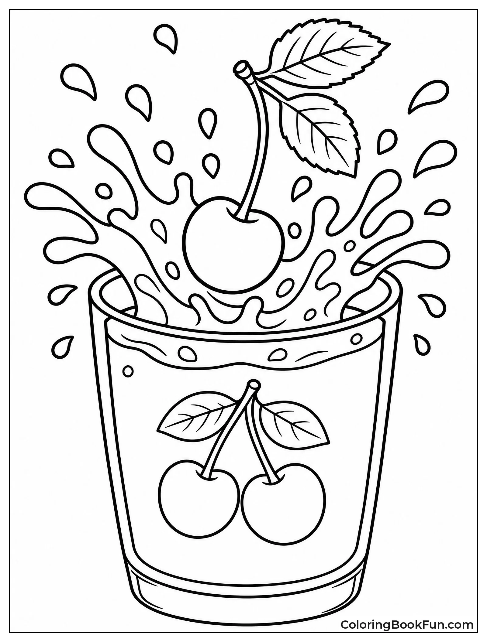 Cherry Dropping into Juice Glass