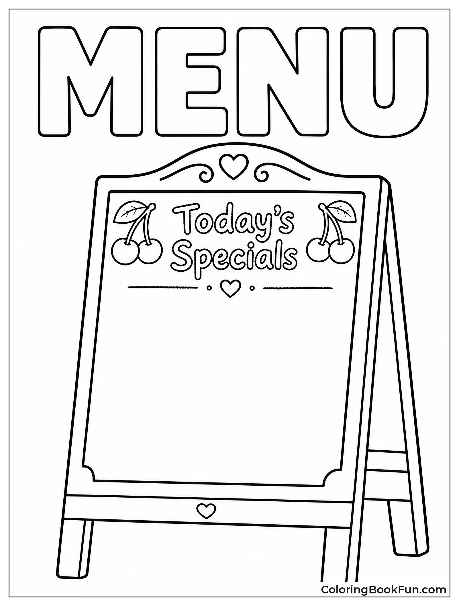 Cafe Menu Board with Cherry Drawings