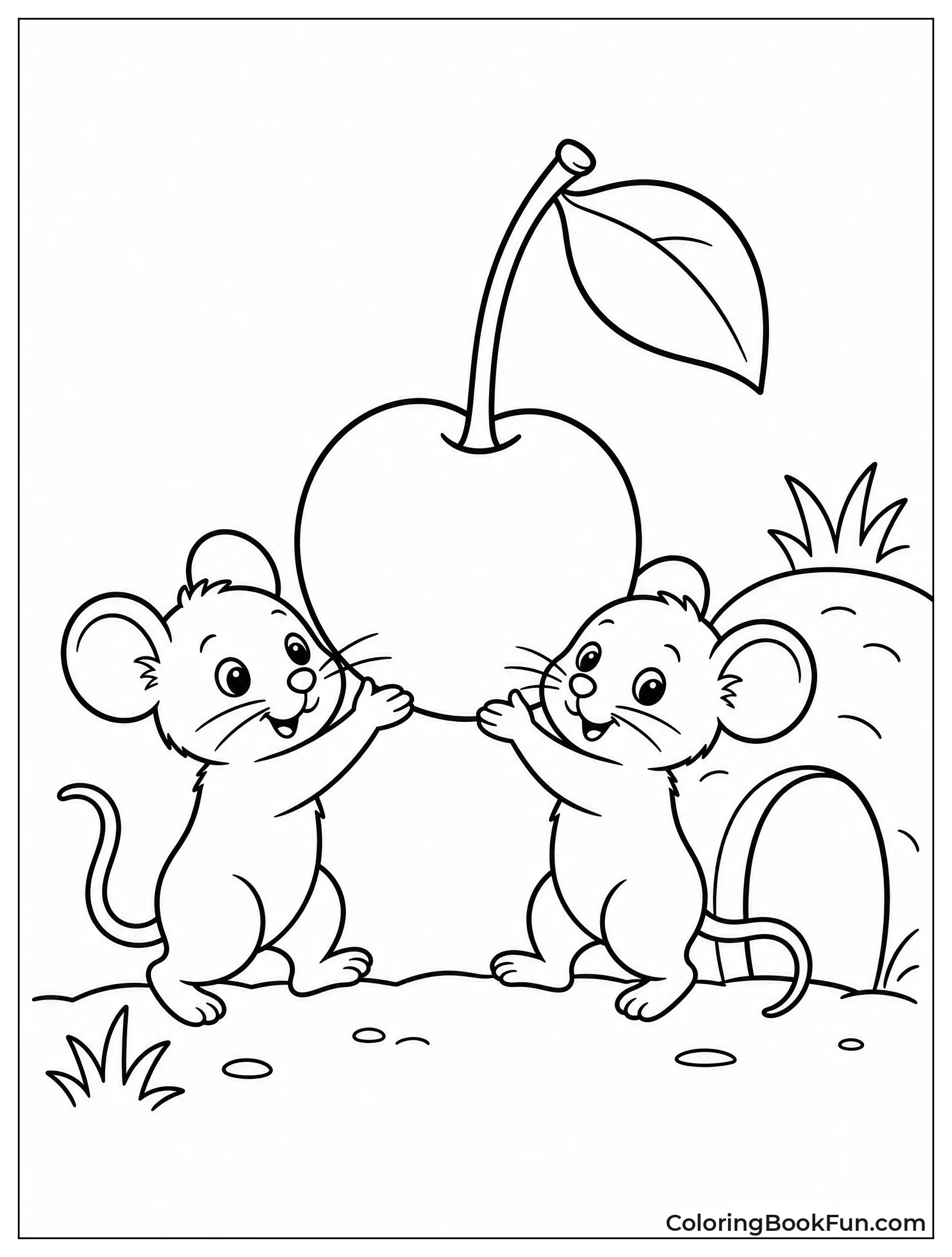 Mice Carrying Big Cherry Home