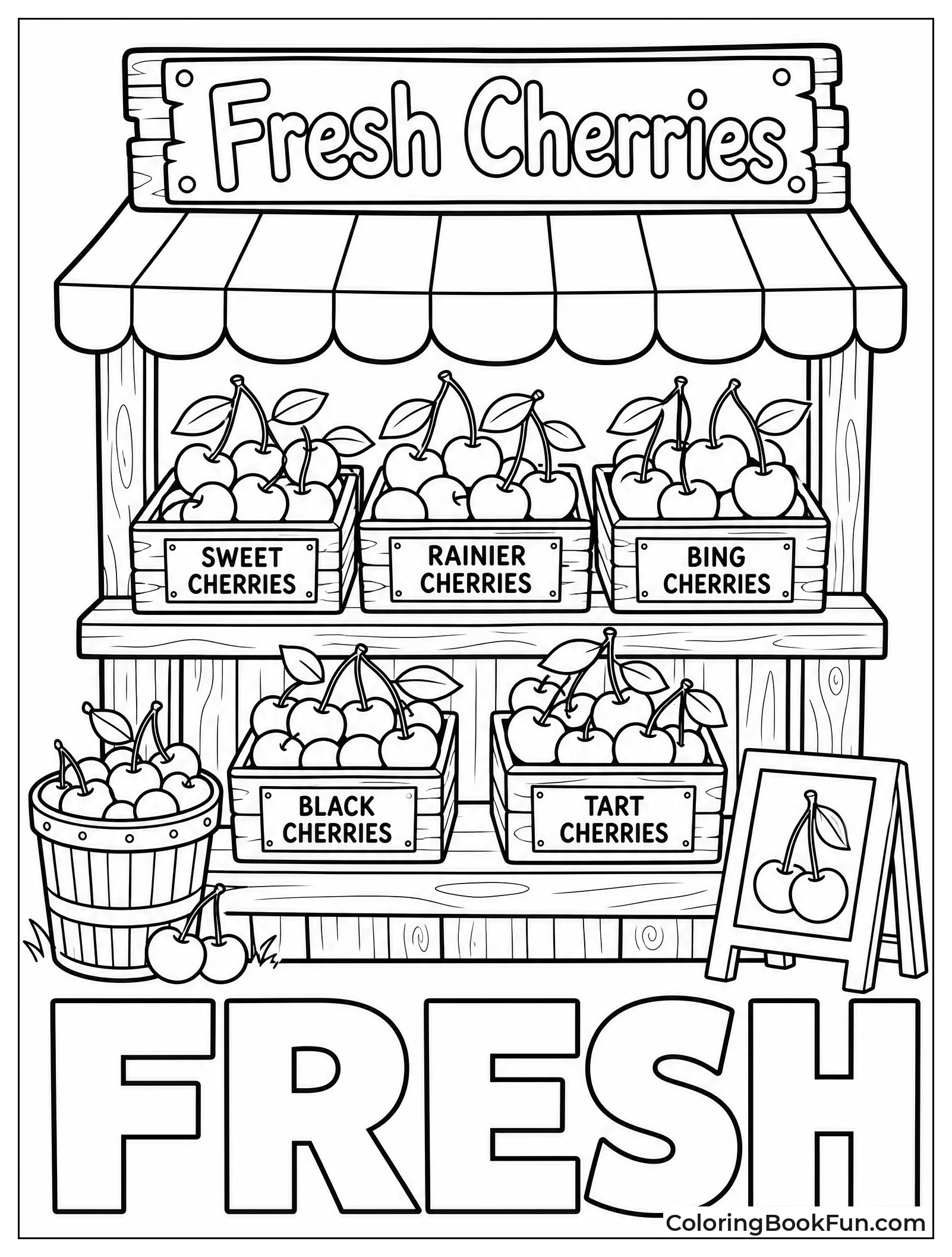 Rustic Stand Selling Fresh Cherries