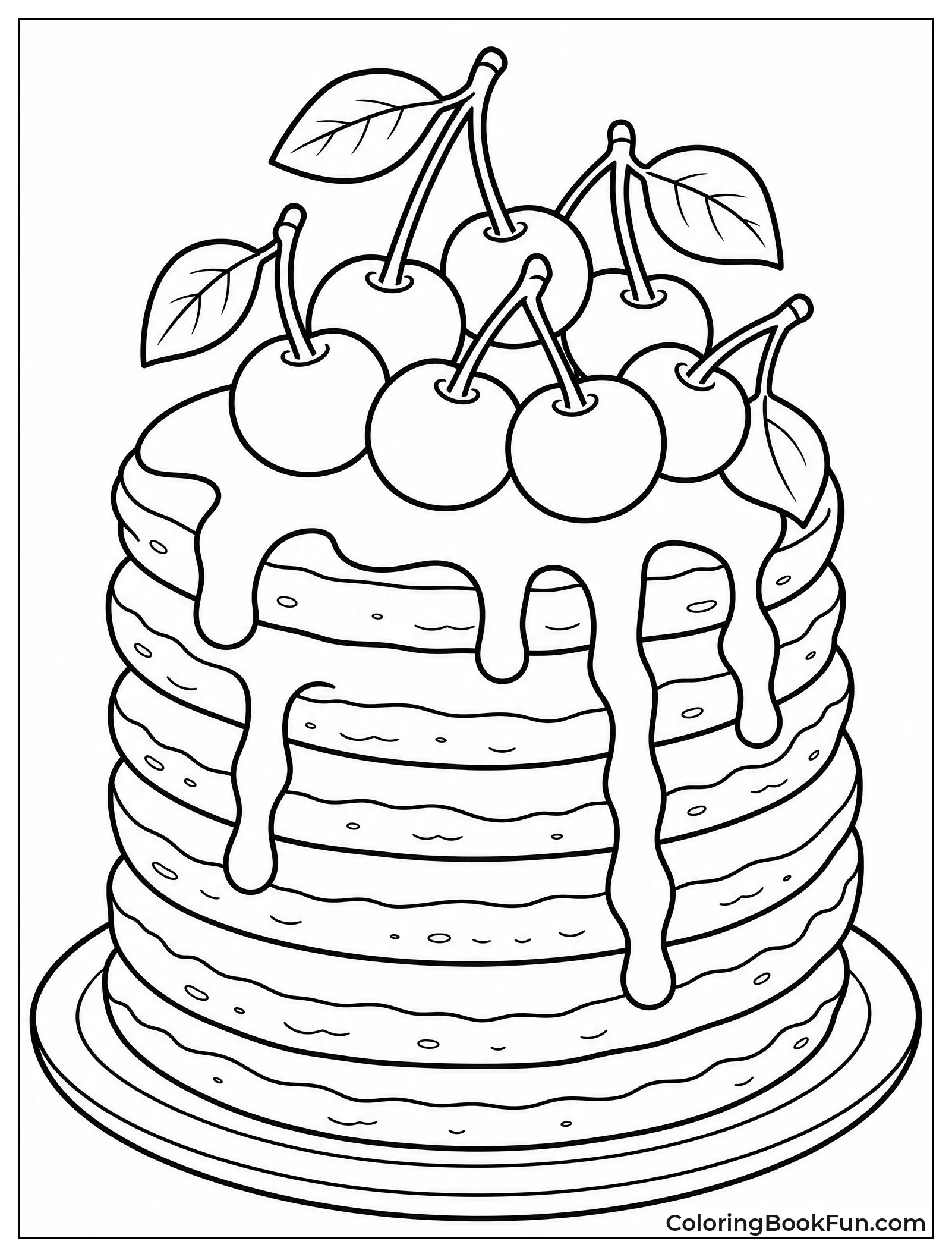 Cherry Syrup on Pancake Stack