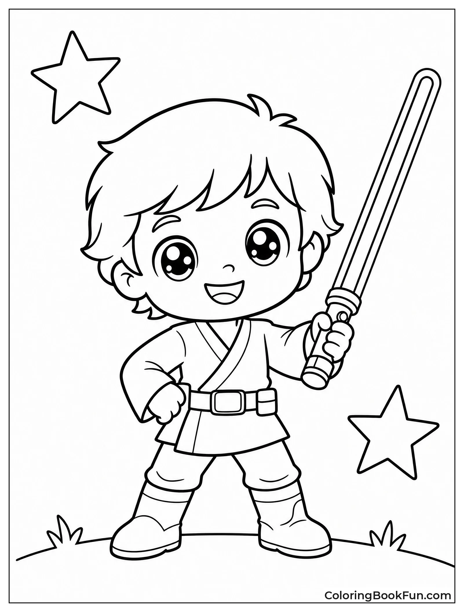 Cute Chibi Luke Holds Tiny Saber