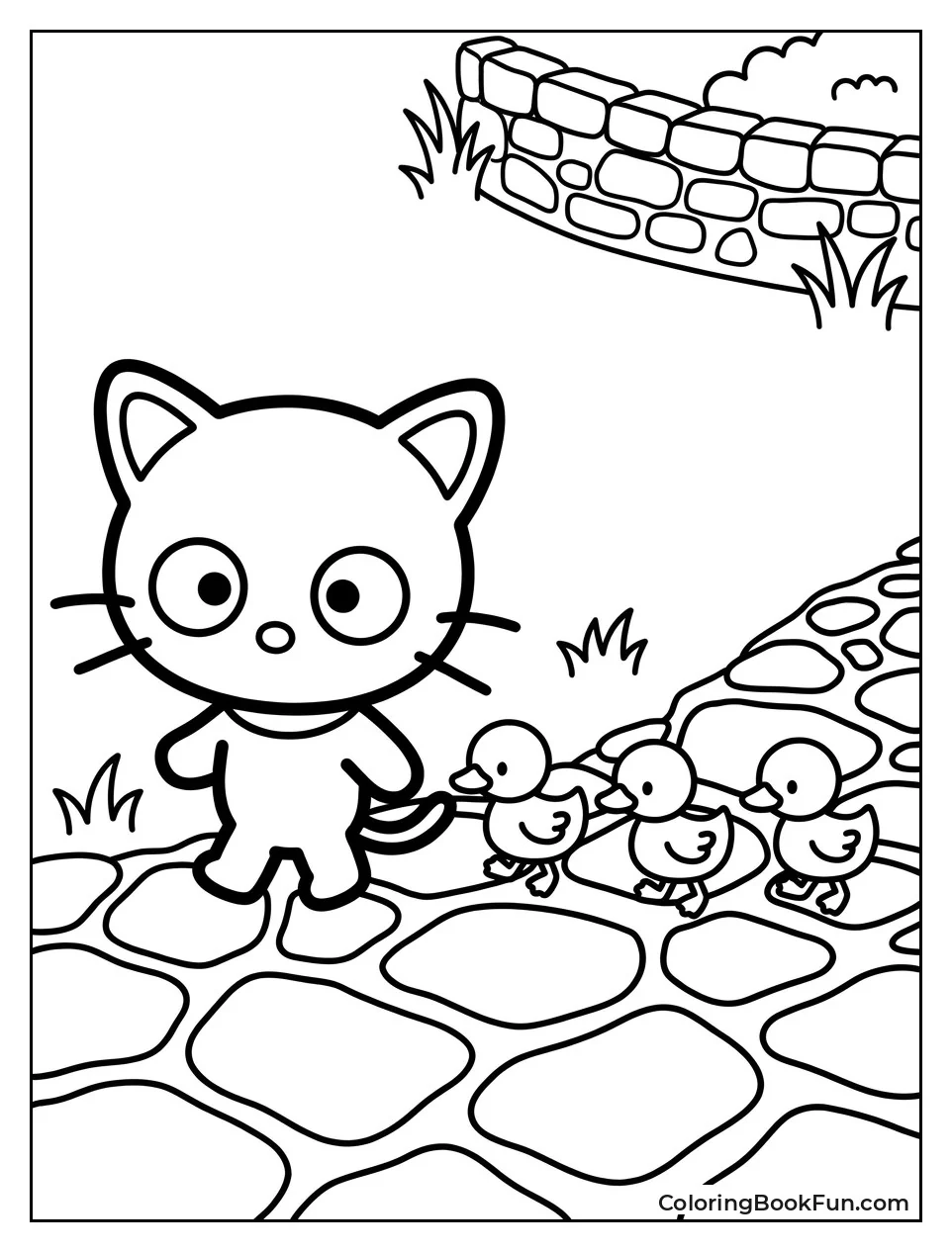 Chococat Leads Cute Ducklings on Path