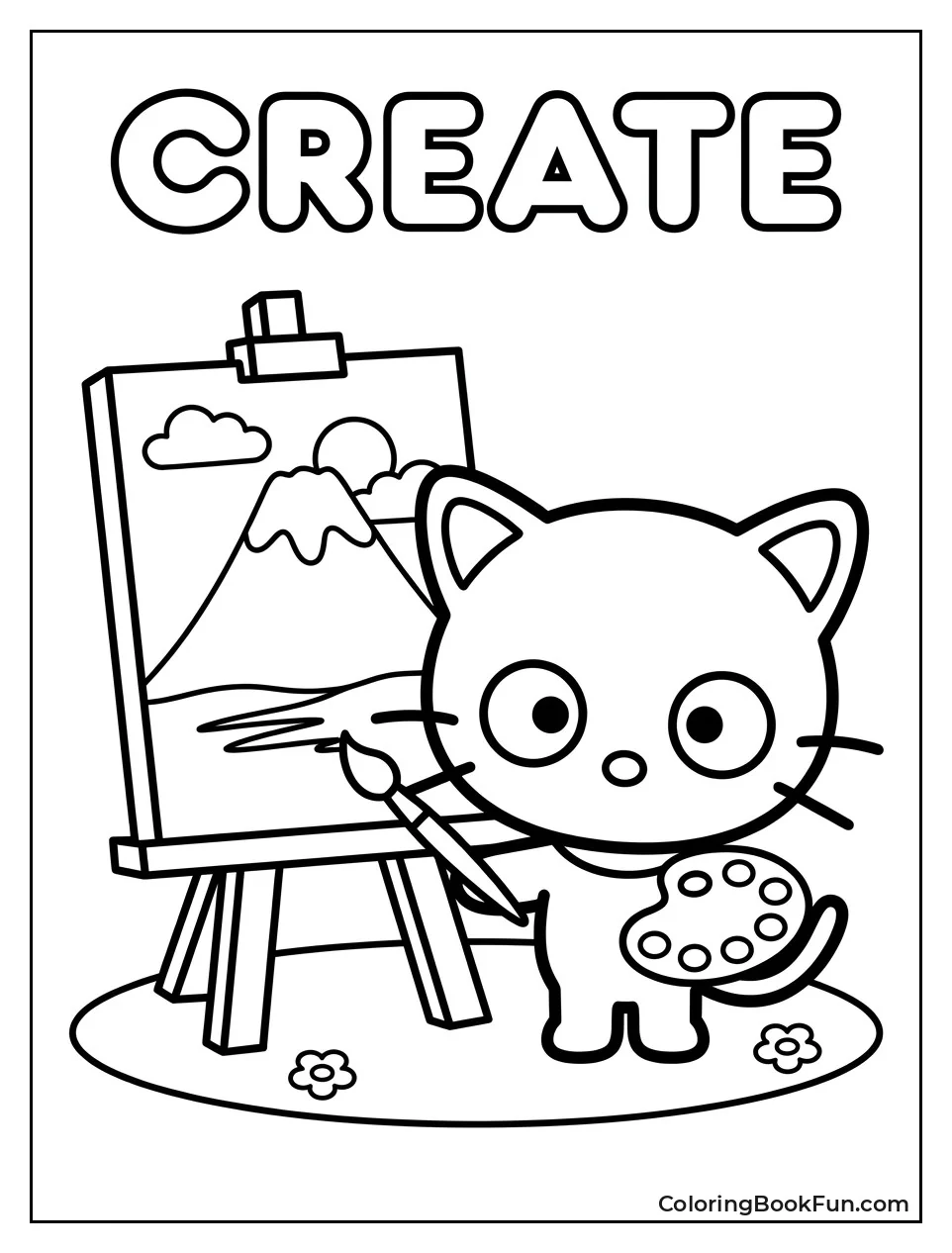 Chococat Paints a Chocolate Mountain Scene