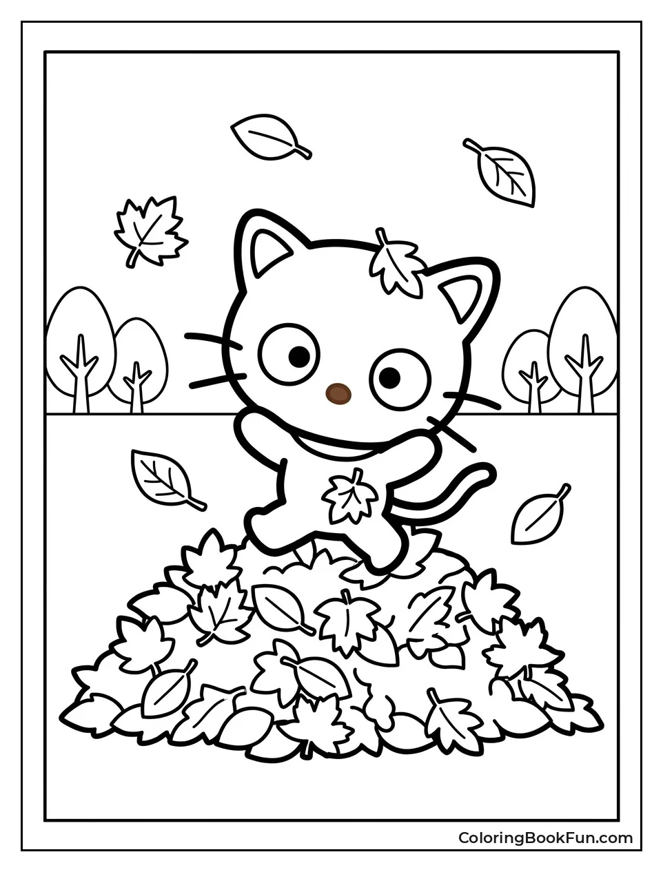 Chococat Jumps into Autumn Leaves