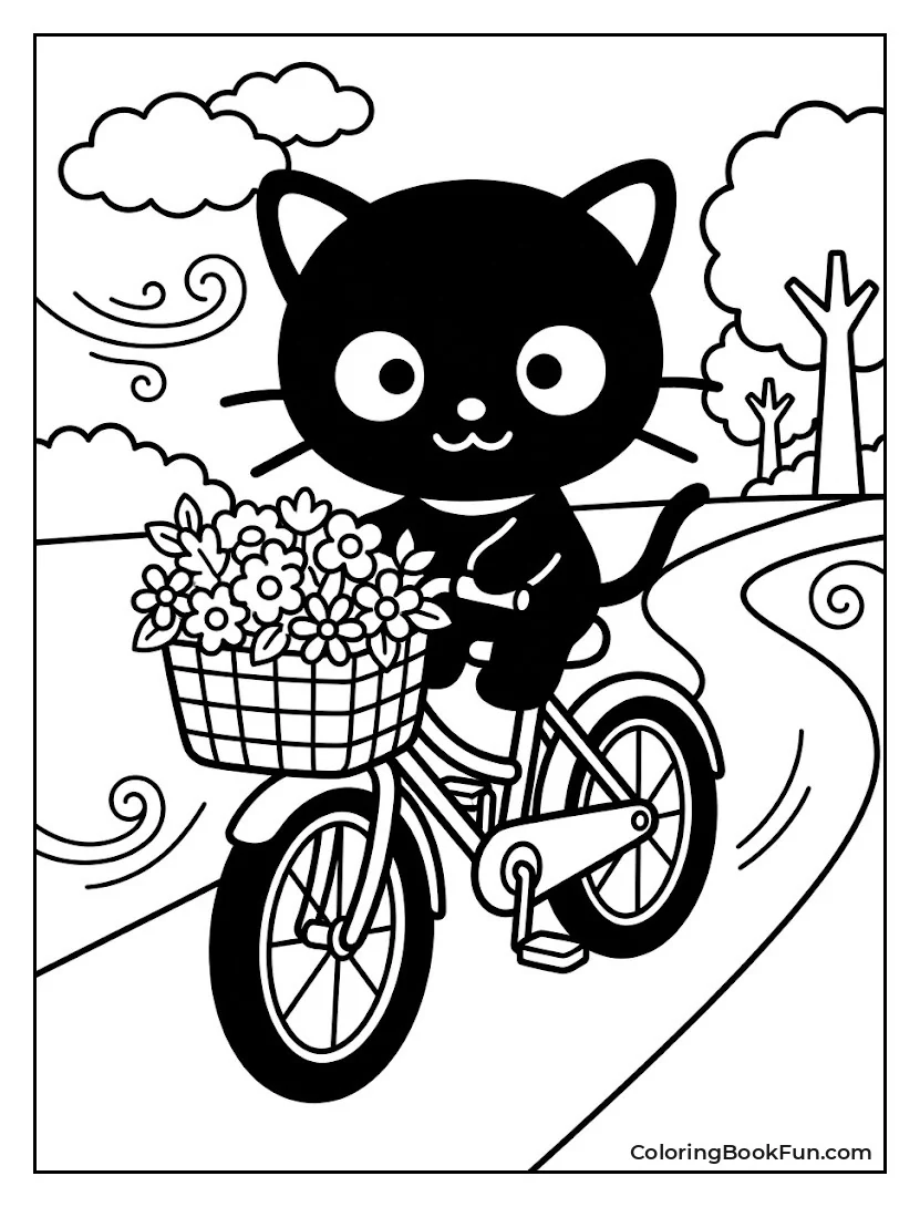 Chococat Rides Bicycle in Spring