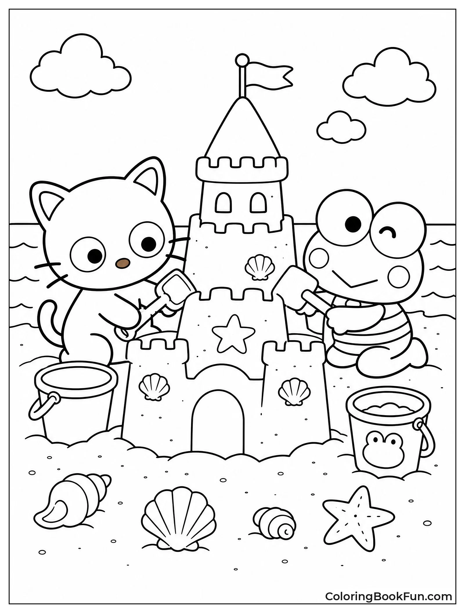 Chococat Builds Sandcastle at Beach