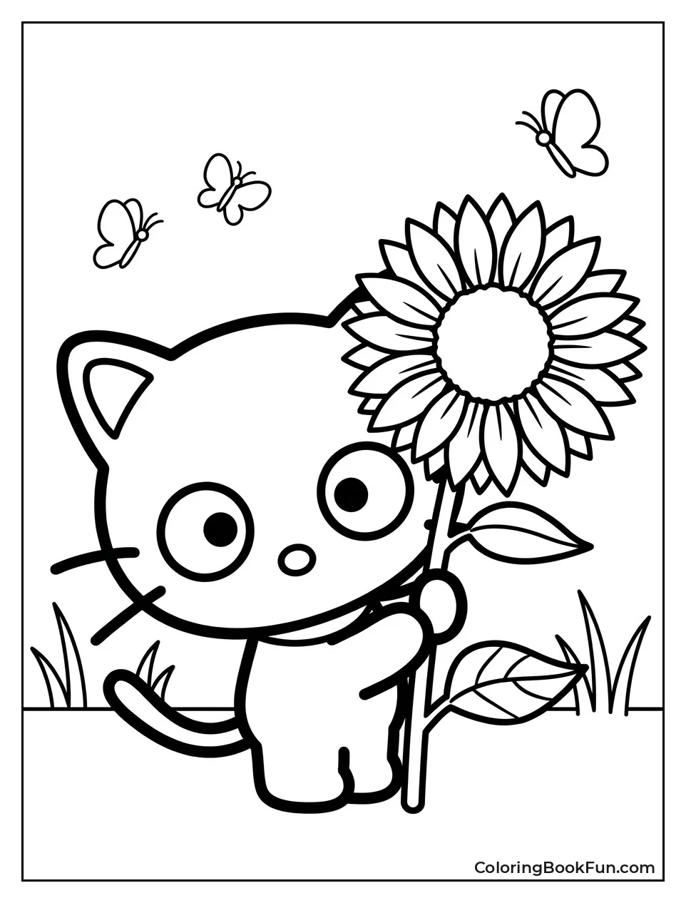 Chococat Holds a Large Blooming Flower