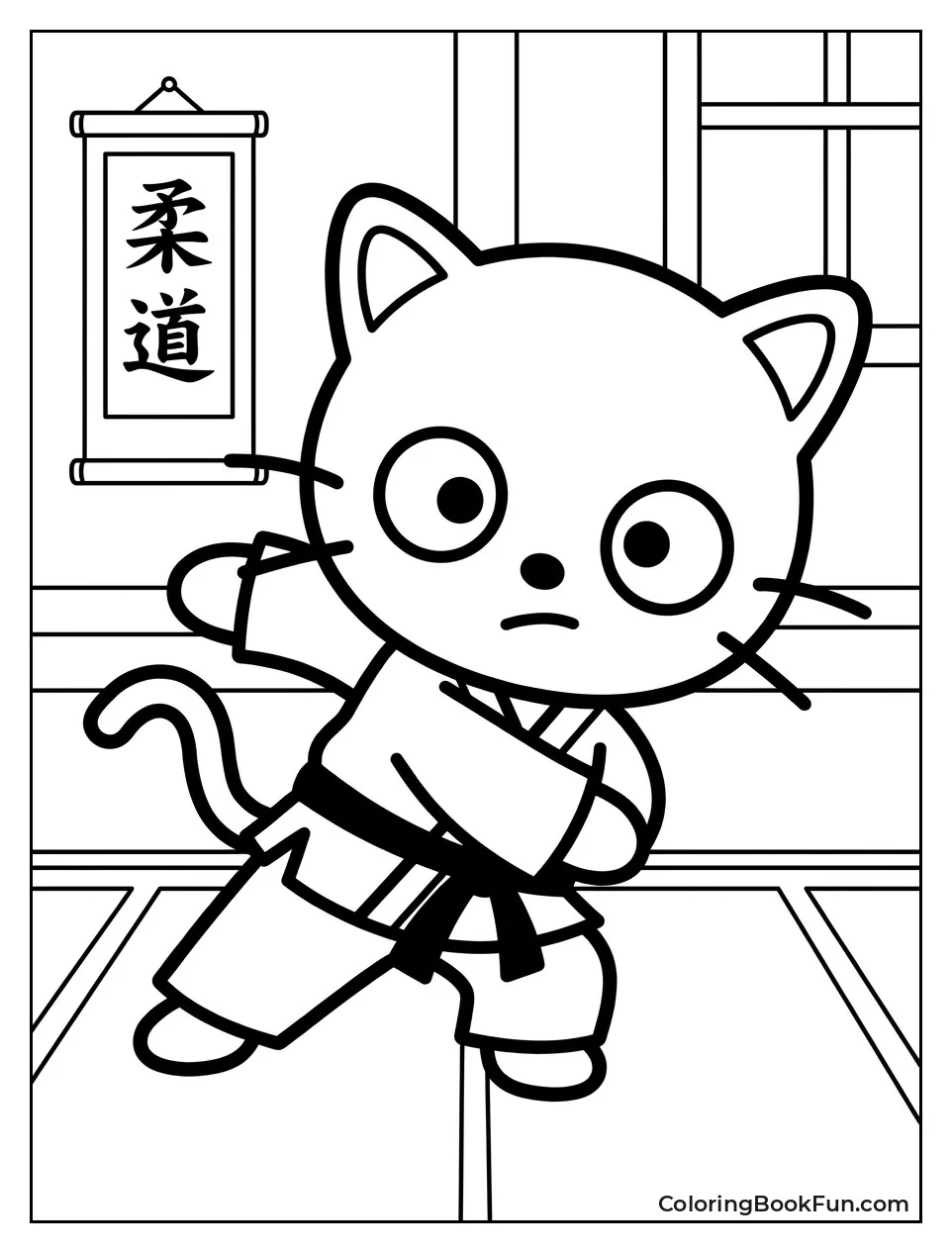 Chococat Practices Judo in His Gi