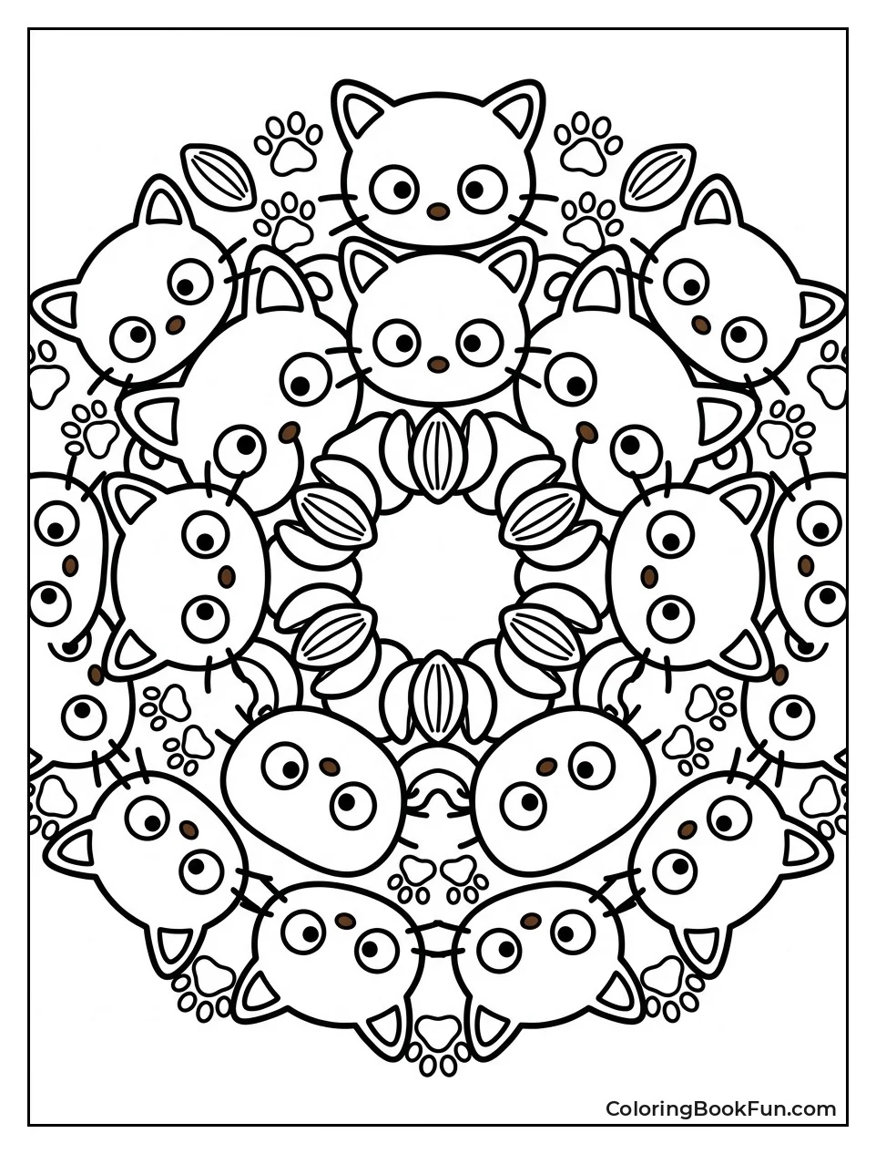 Mandala Pattern with Chococat Faces