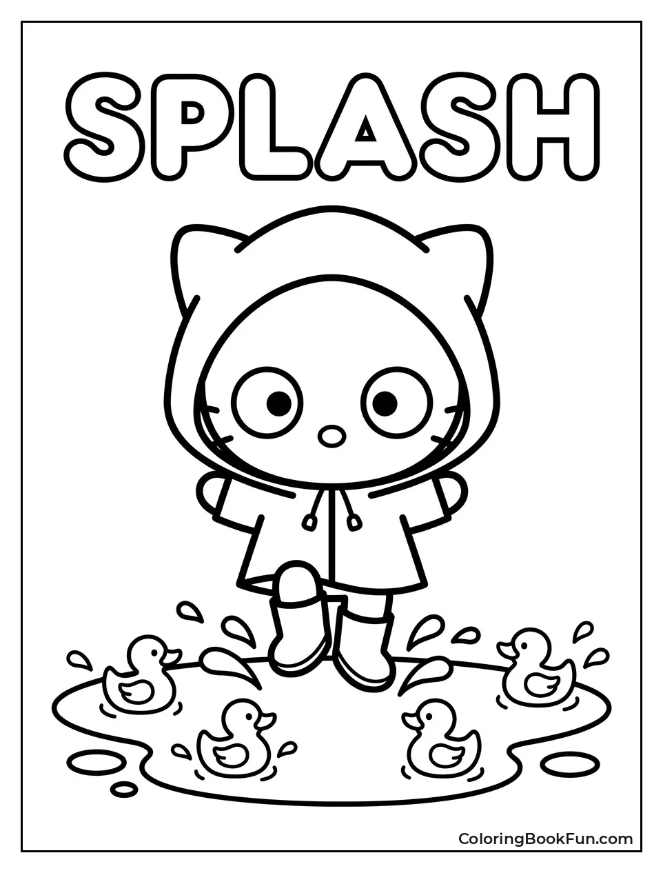 Chococat Splashes in Rainy Day Puddles