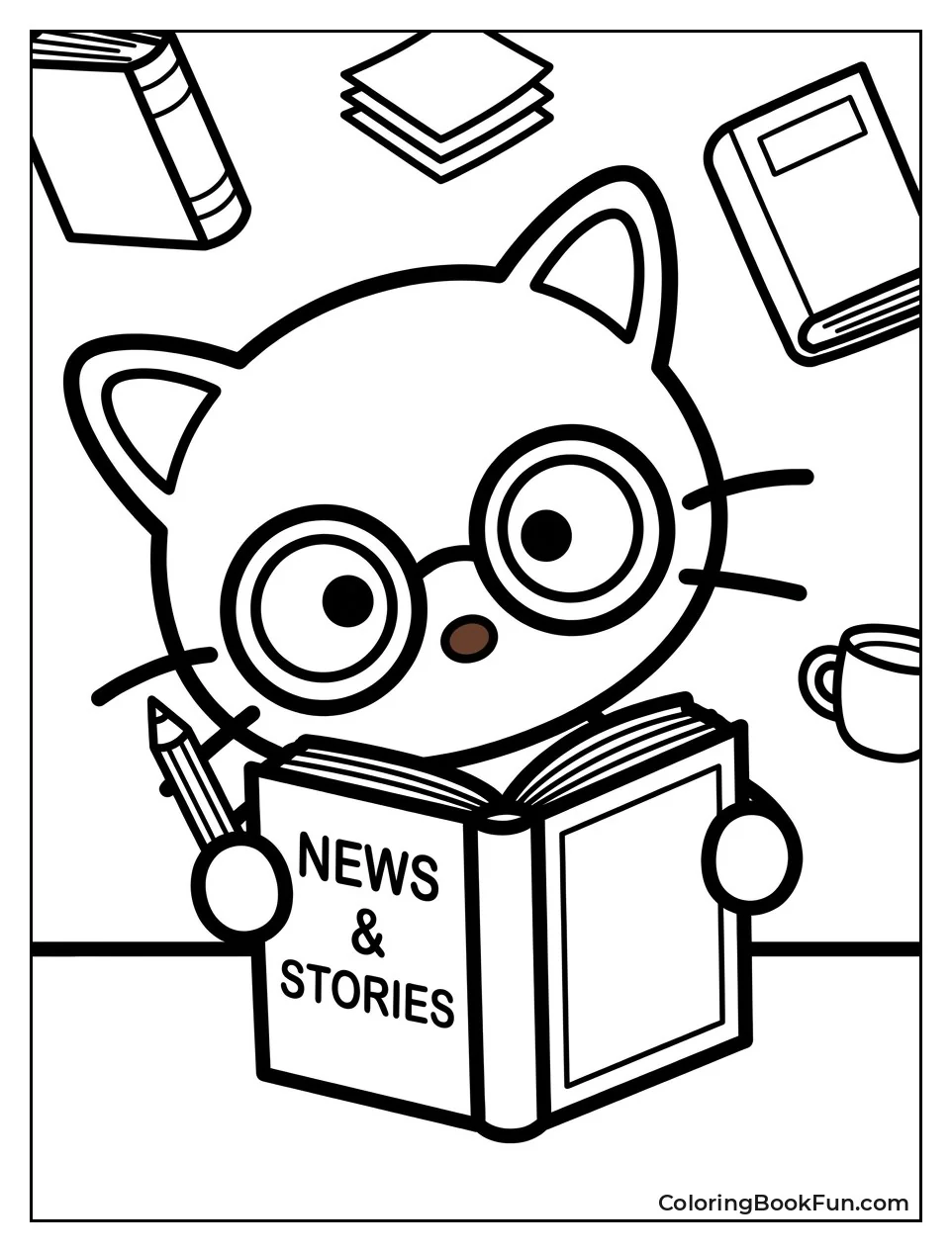 Chococat Reads a Book with Glasses