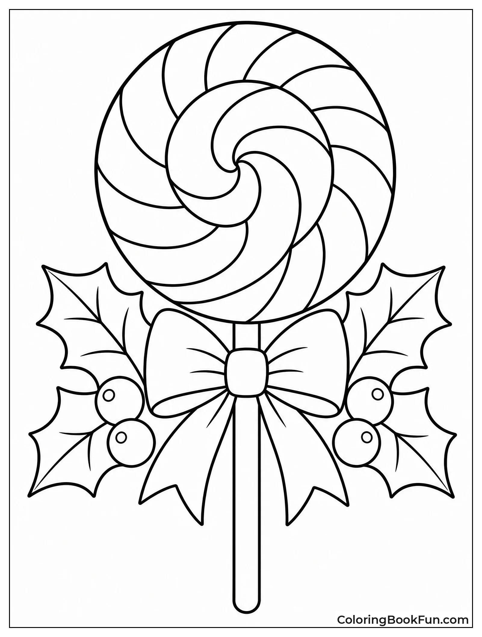 Christmas Candy Cane Lollipop with Bow
