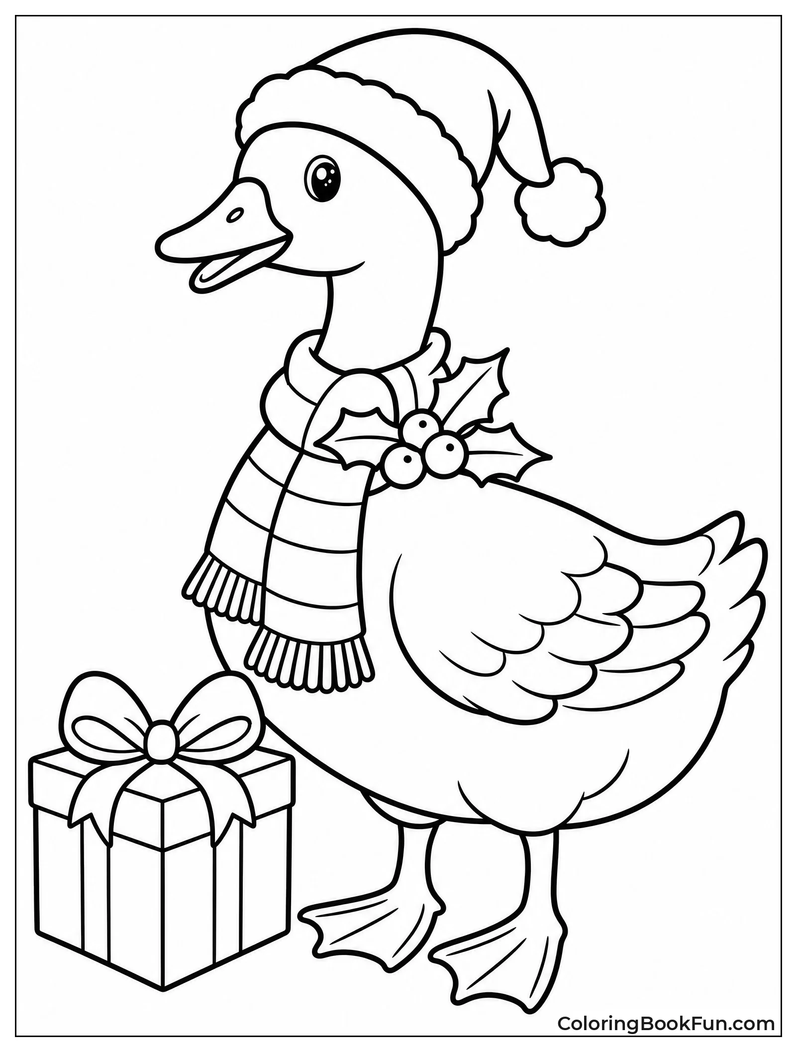 Festive Goose in Santa Hat