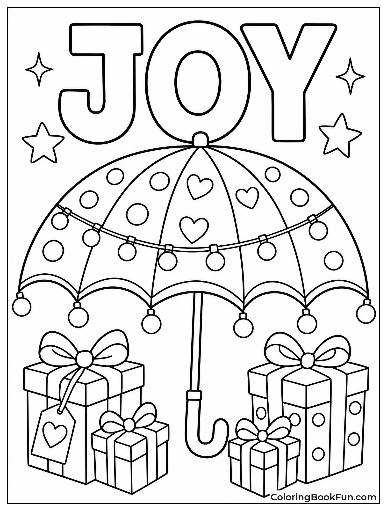 Umbrella Decorated with Christmas Lights