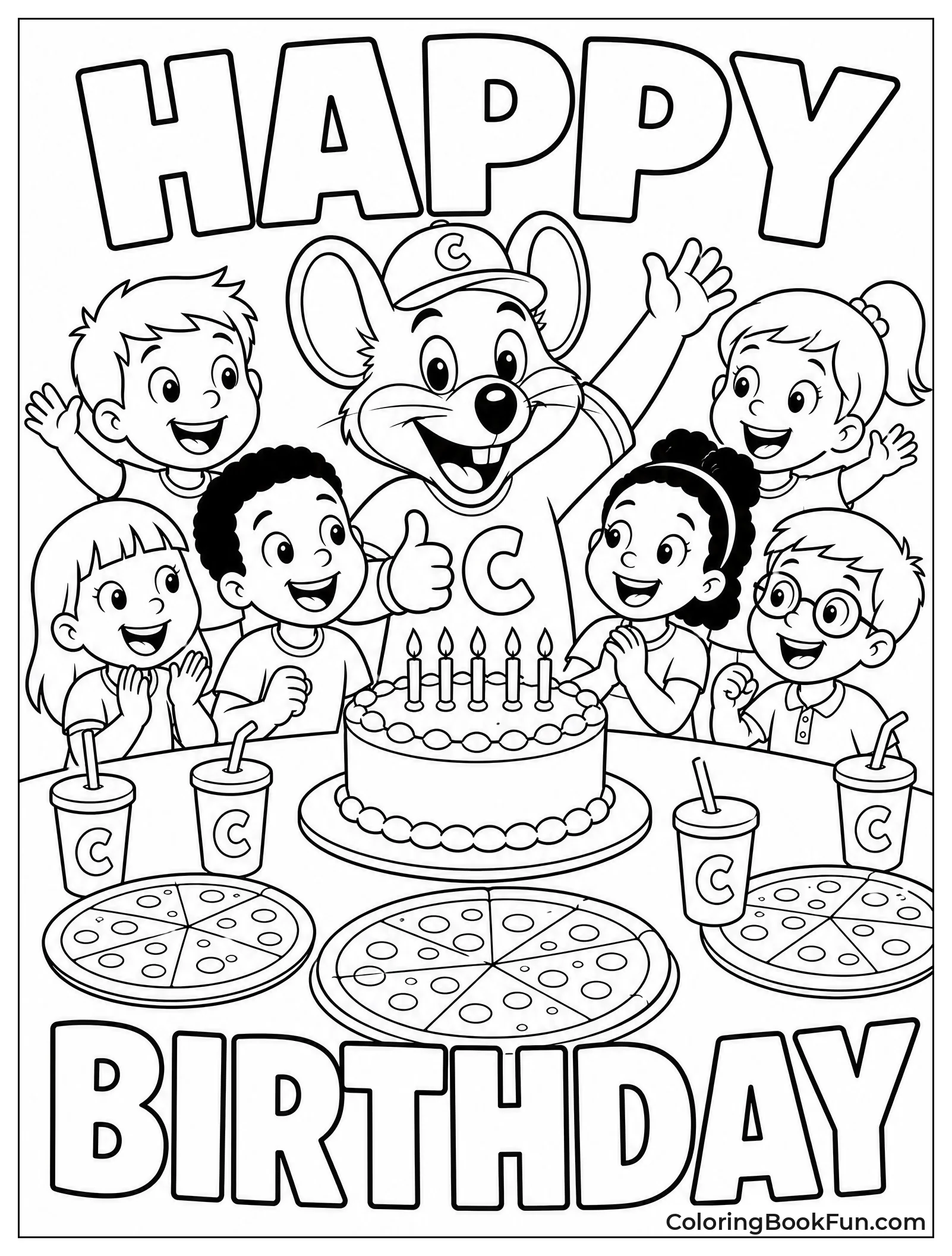 Friends Celebrating Birthday with Pizza