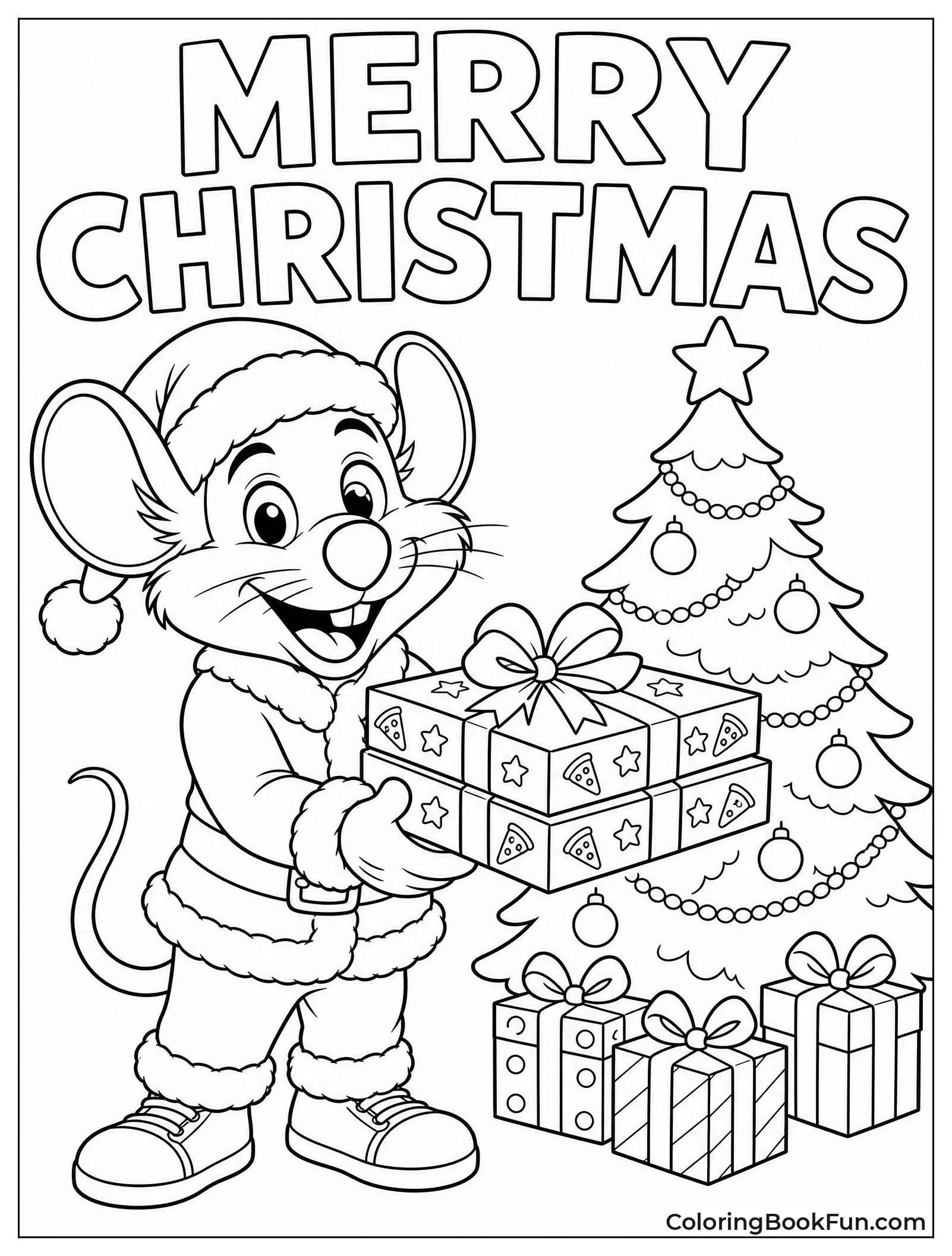 Santa Chuck E Delivering Pizza