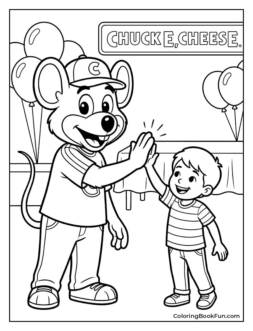 Chuck E Giving a High Five