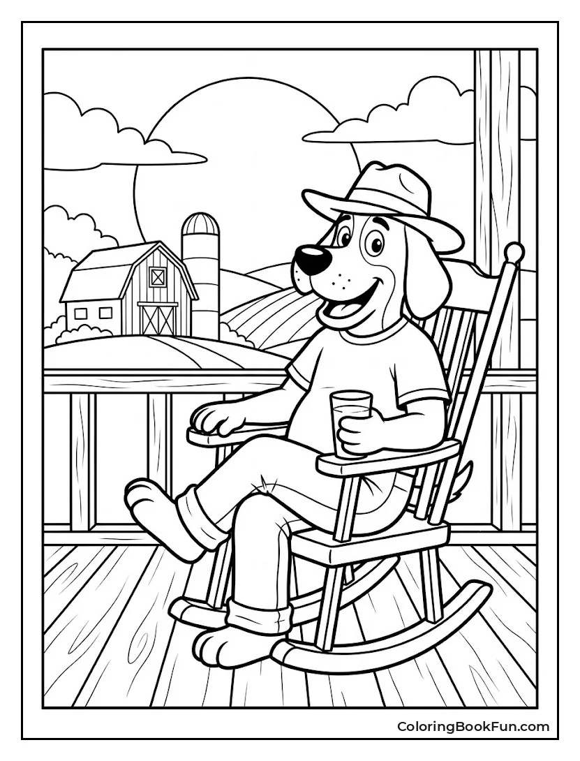 Jasper Relaxing on the Farm Porch