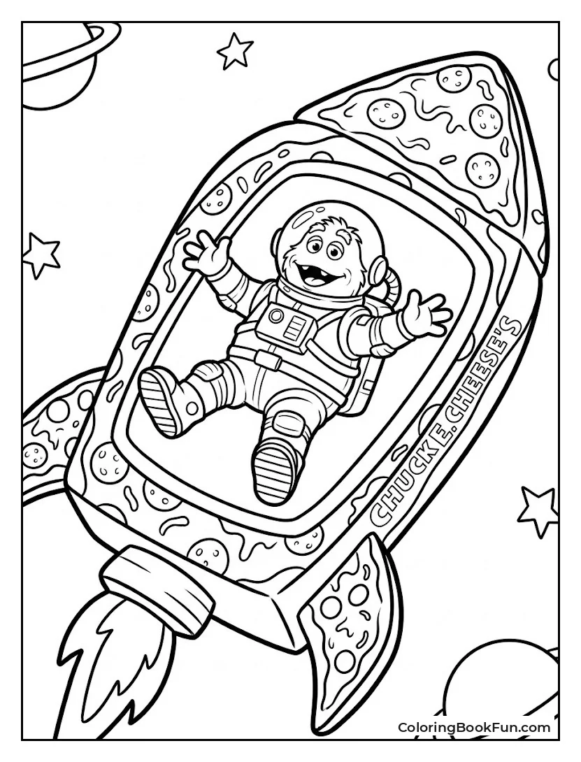 Mr Munch Floating in a Rocket