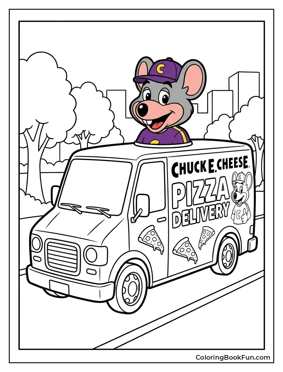 Delivery Van with Giant Chuck E Head