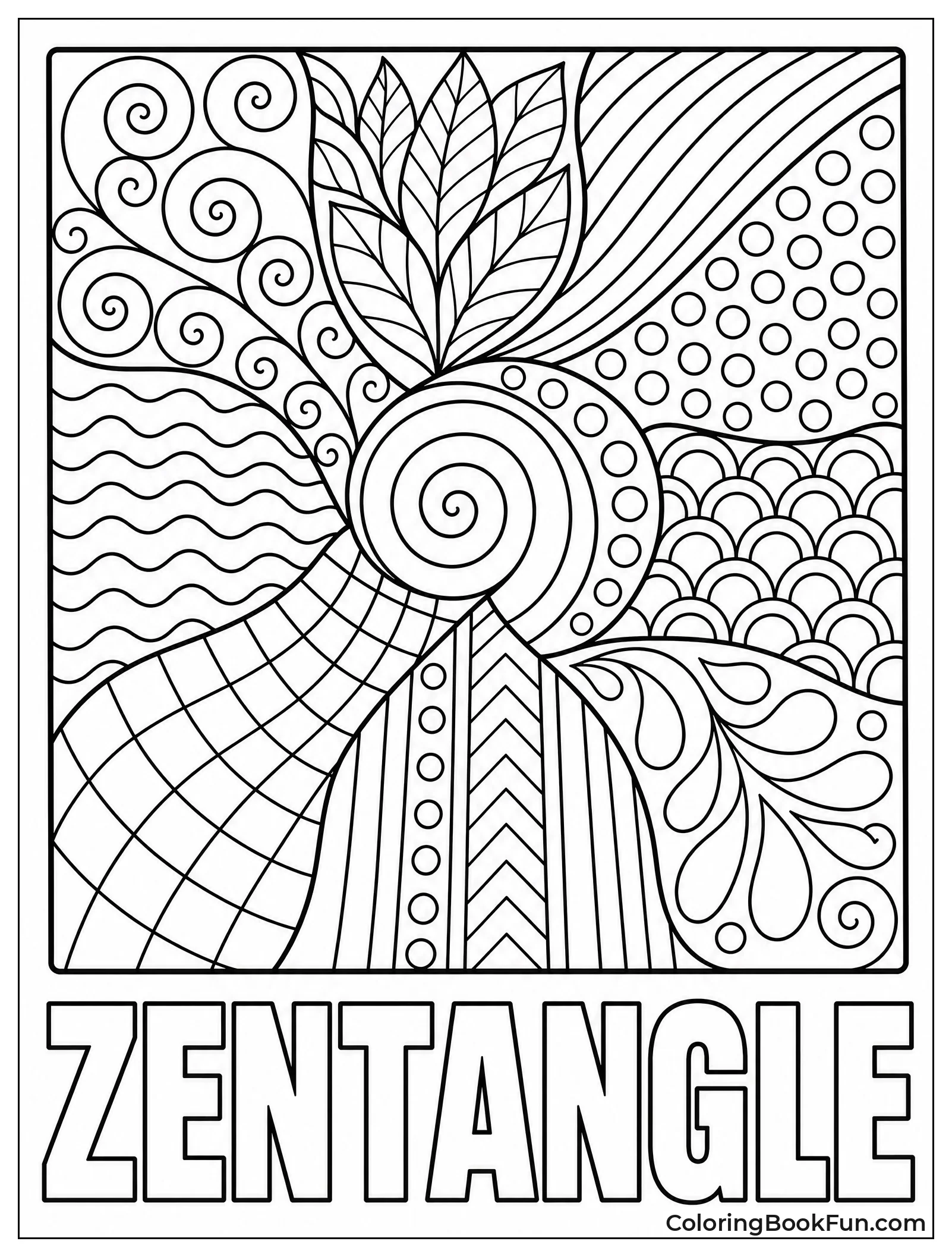 Classic Zentangle Tile with Patterns