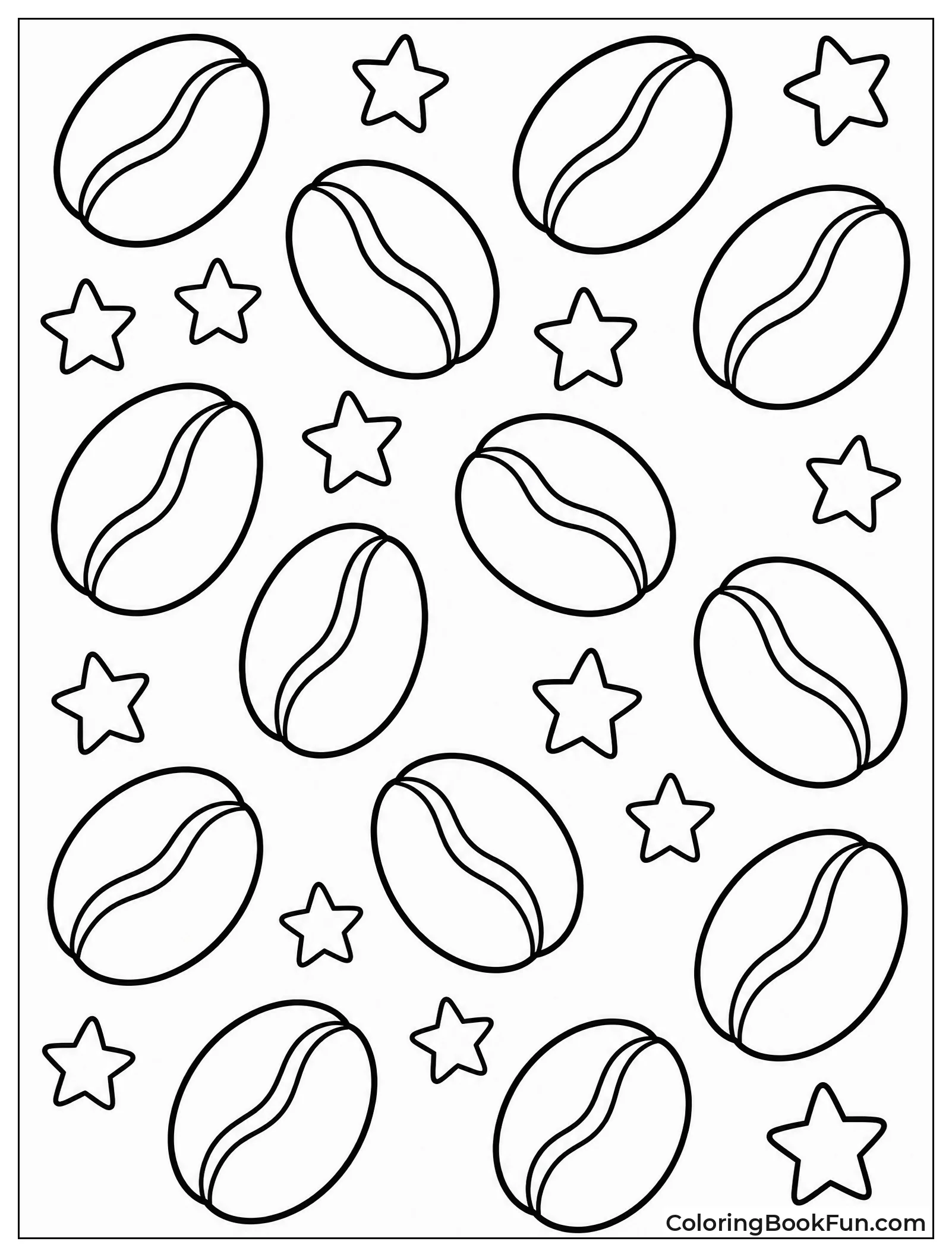 Pattern of Coffee Beans and Stars