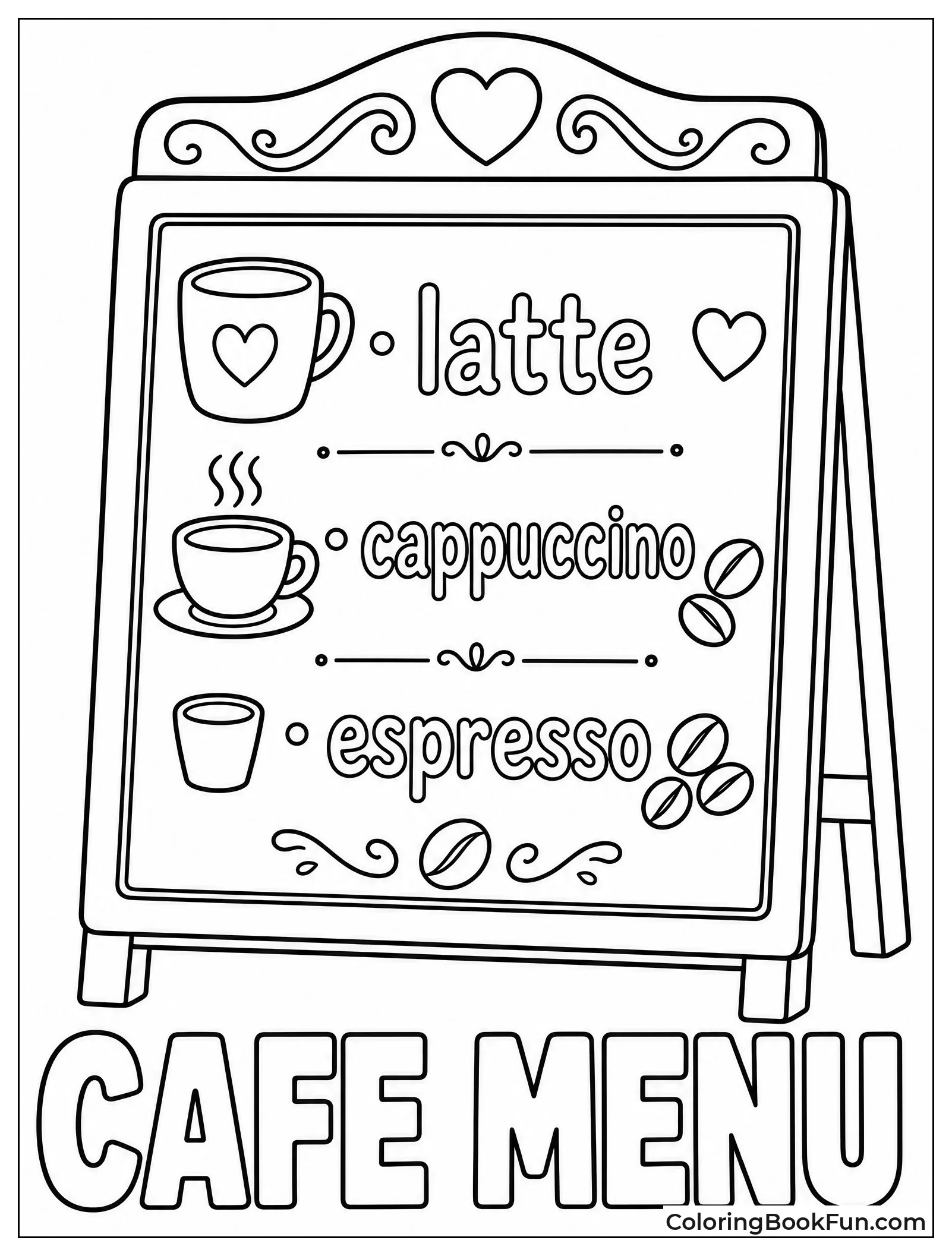 Chalkboard Menu of Coffee Drinks