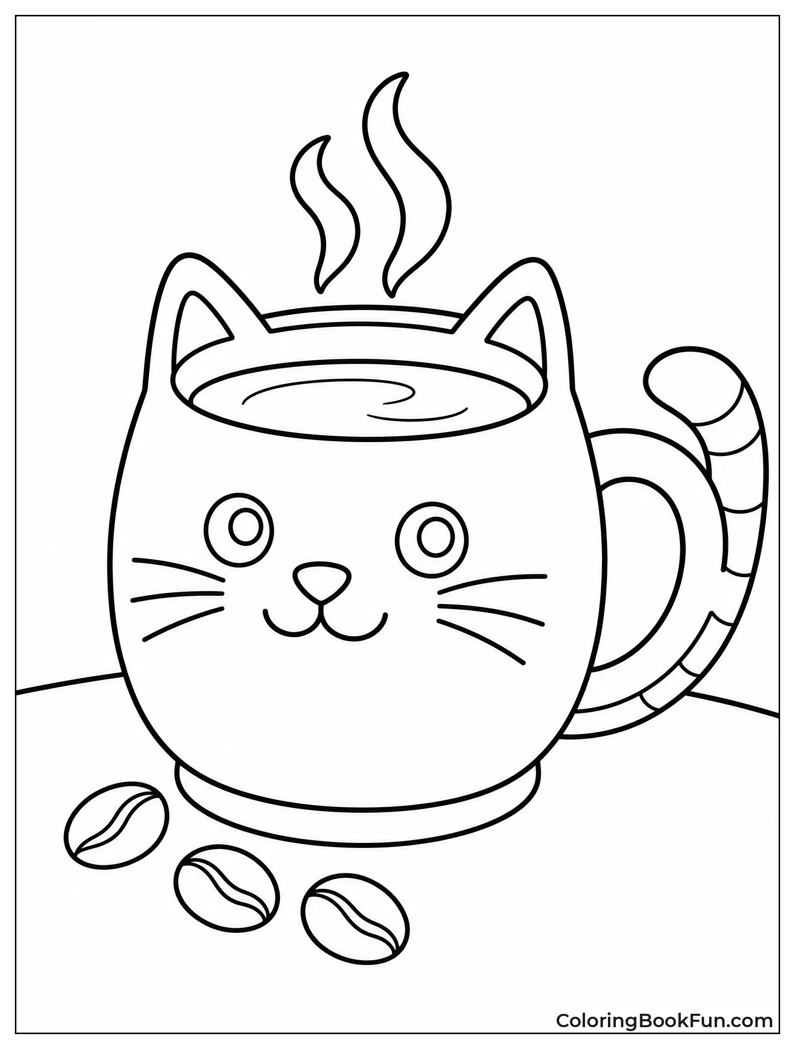 Cat Shaped Mug Filled with Coffee