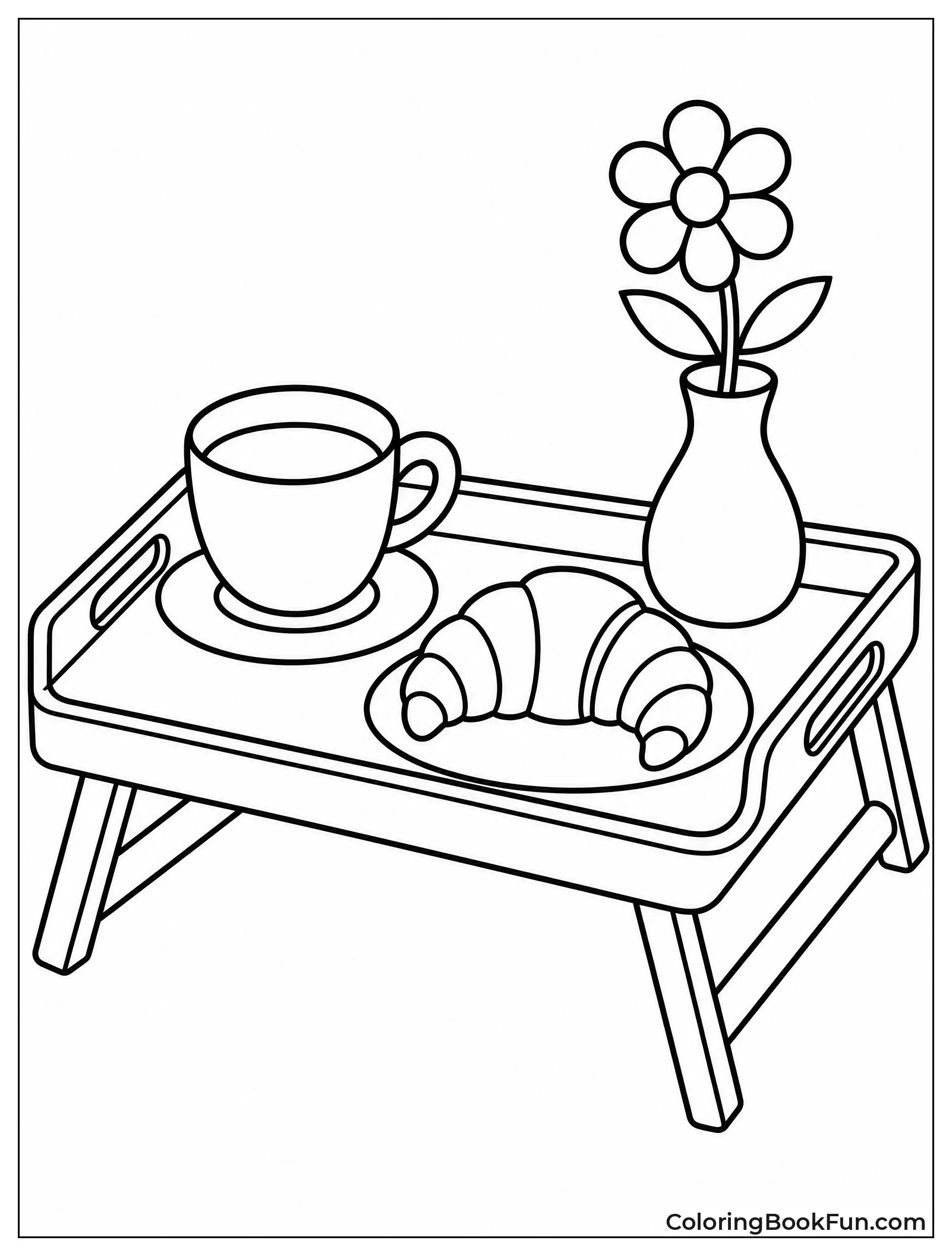 Breakfast Tray with Coffee and Croissant