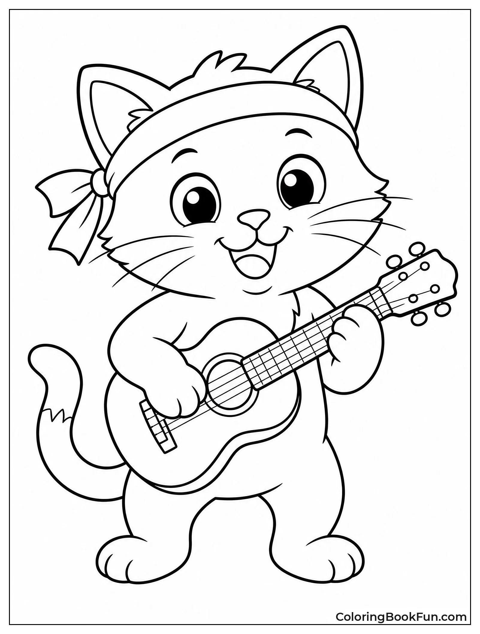 Cool Kitten Plays Small Guitar