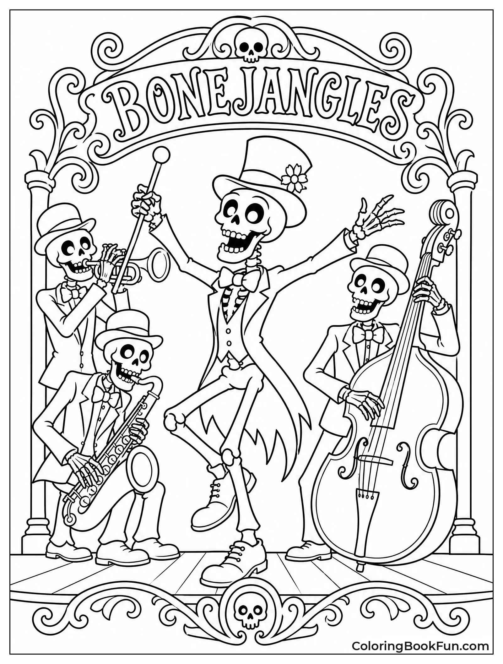 Bonejangles Singing with Skeleton Band